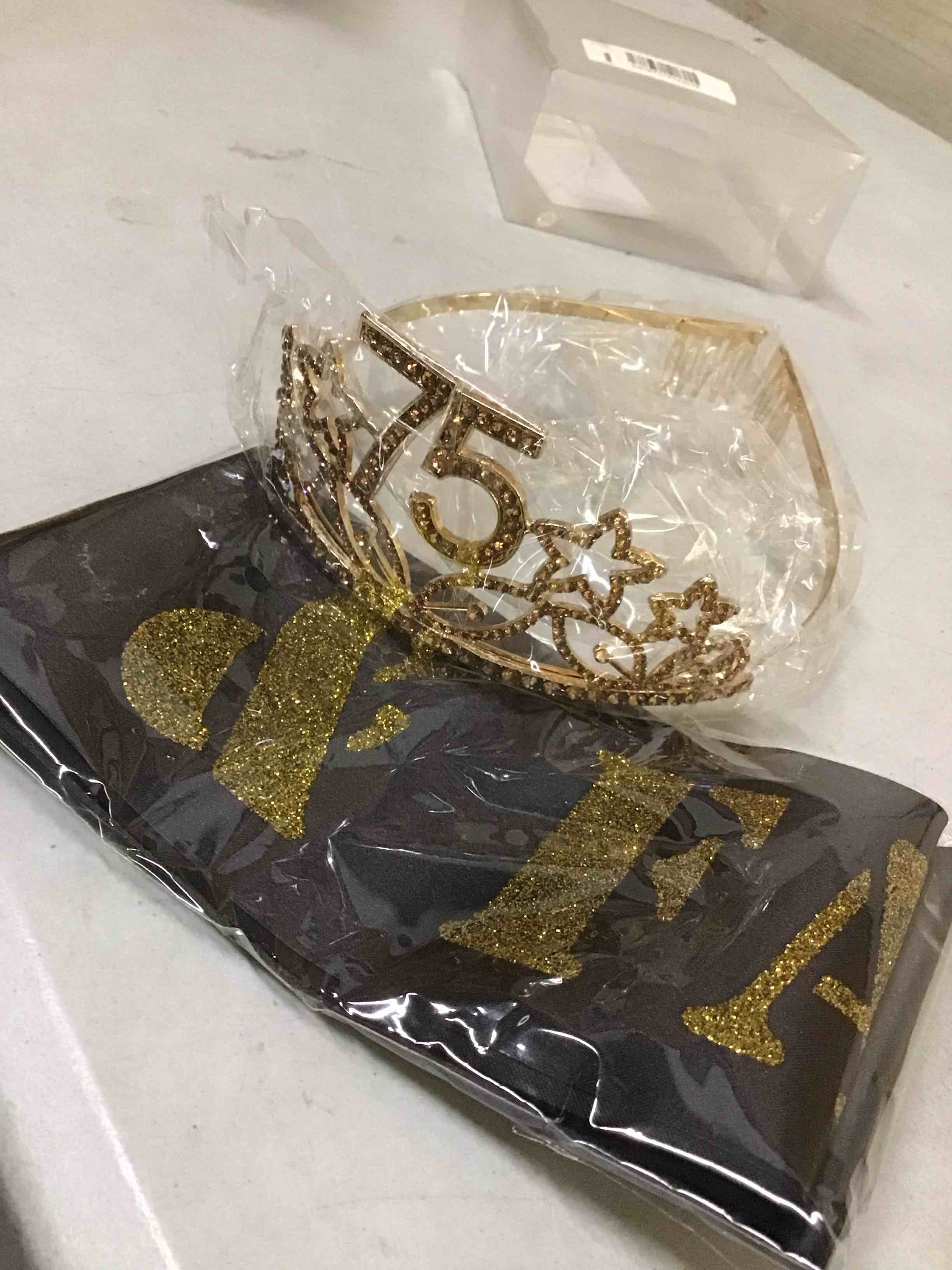 75 birthday decorations-women sash & crown 