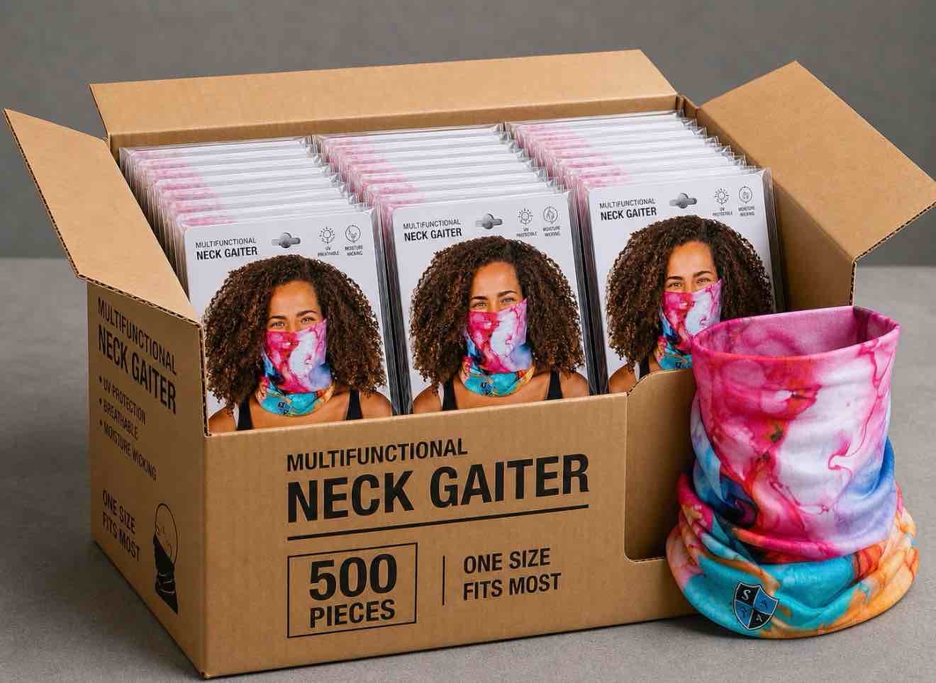 Case of 500 SA Company Multipurpose Gaiter Face Shield (Watercolor)