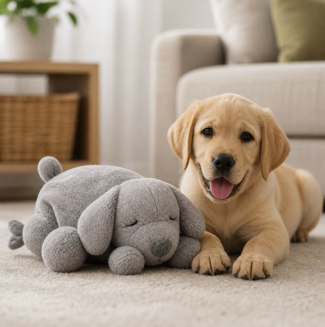 PitPet French Dog Heartbeat Stuffed Toy Grey Body& White Head