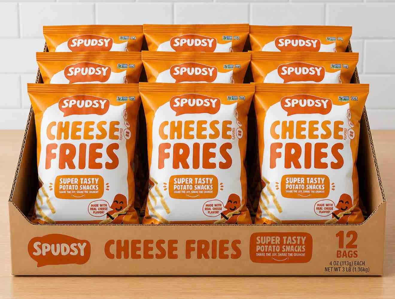 Case of 12 Spudsy, Cheese Sweet Potato Fries, 4 Ounce Bb April 2026