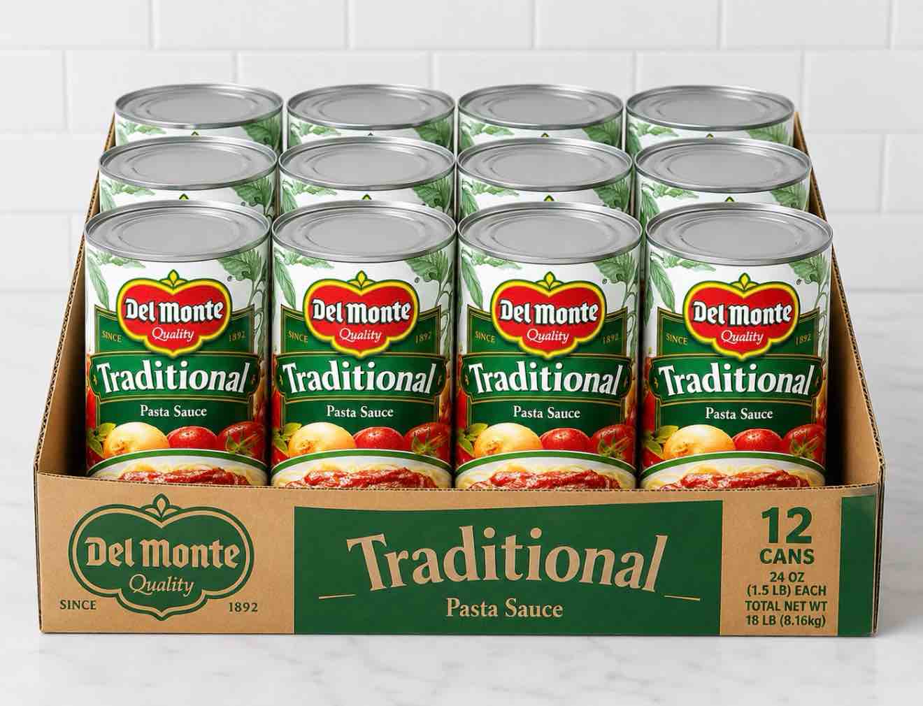 Case of 12 Del Monte Harvest Traditional Pasta Sauce 15 oz BB April 28,2025