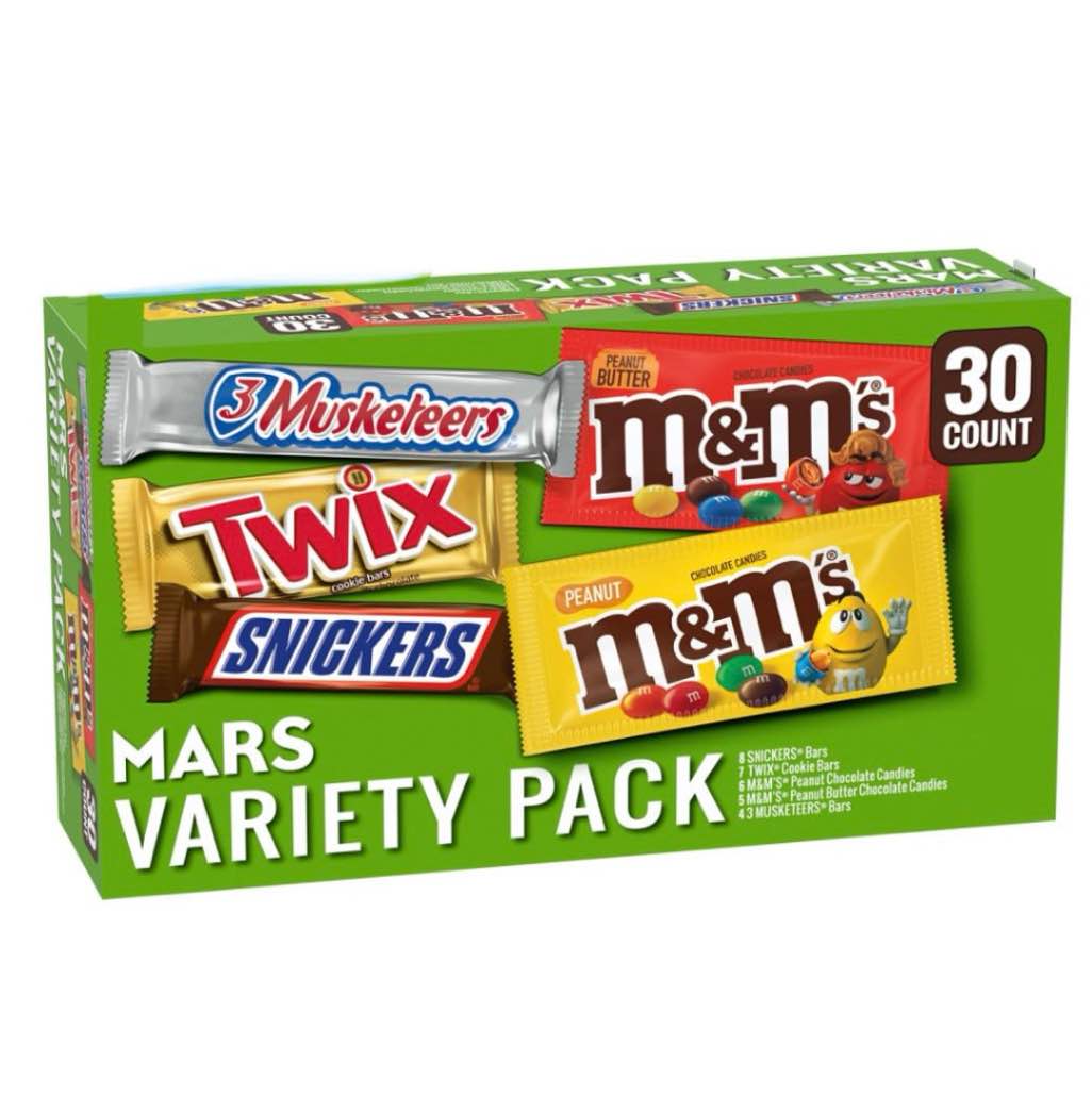 Case of 30 Bulk Milk Chocolate Full Size Mars Variety Pack 53.68 oz (BB 1/26)
