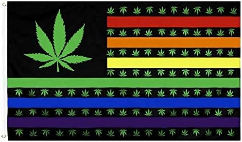Flag rainbow with leaves 
