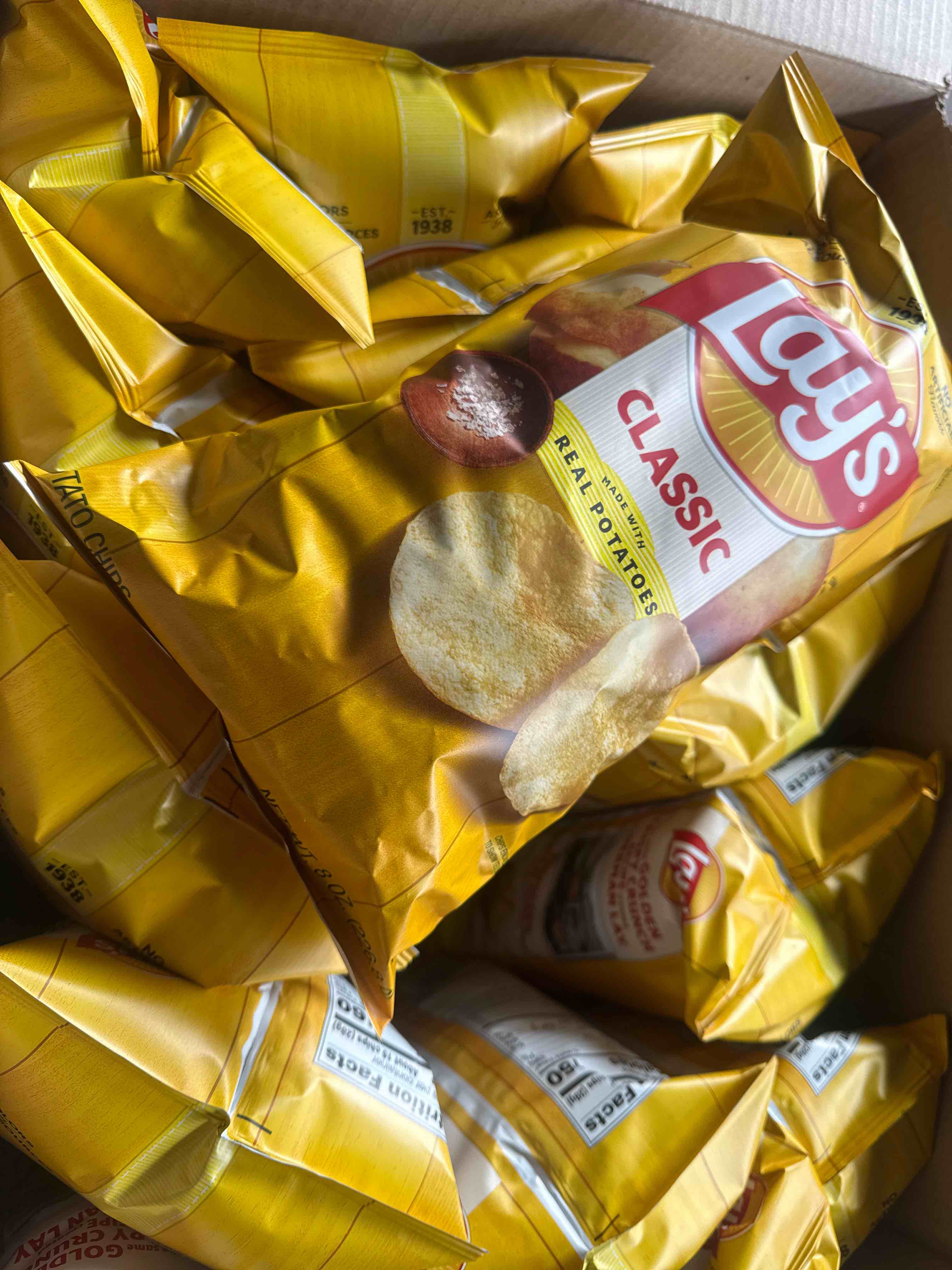 Case of 15 Lay s Classic Potato Chips  8 oz Bag 