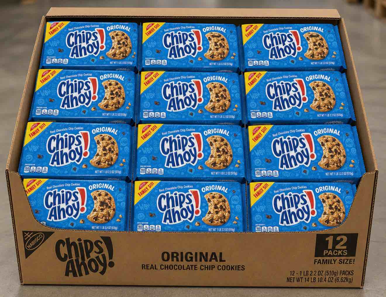 Case of 12 NABISCO CHIPS AHOY! COOKIES ORIGINAL 1X18.2 OZ Nov 2025 