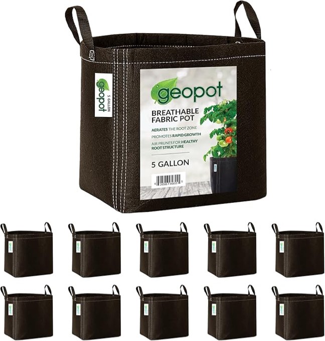 Condition photo showing New/Like New for pack of 10 geopot 5 gallon grow bags 