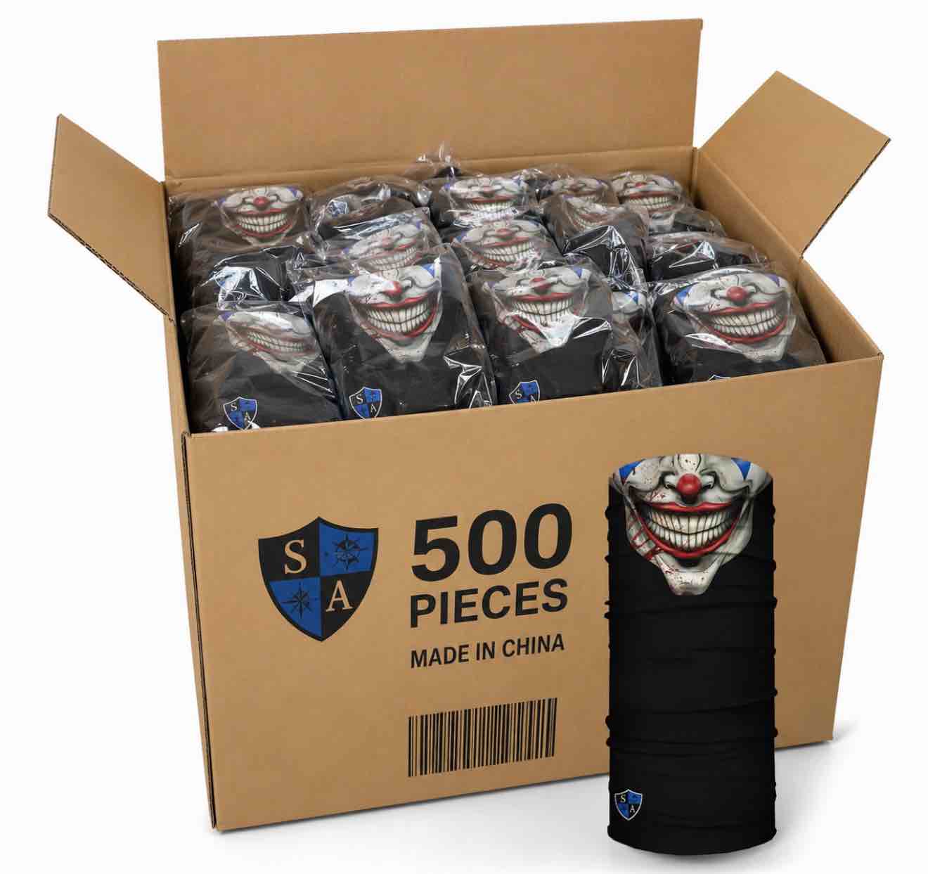 Pack of 500 SA Company Multipurpose Gaiter Face Shield (Mr. Jokester)