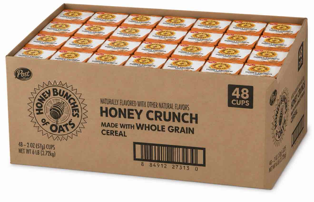 case of 48 2 ounce honey bunches of oats honey crunch made with whole grain cereal 2 ounce bowls Bb April 2026 