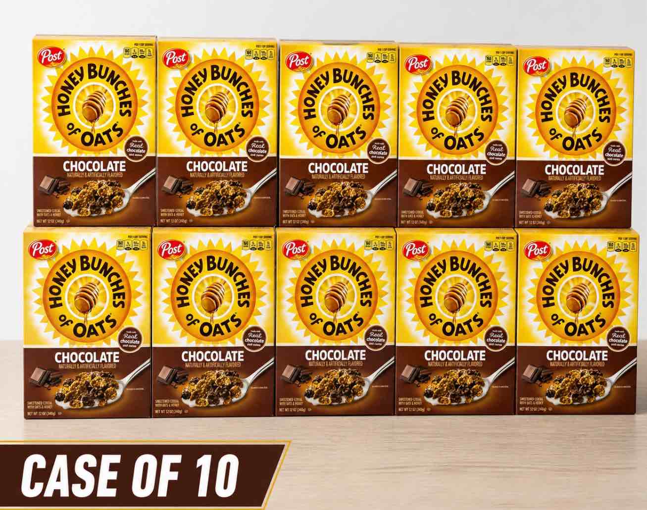 Case of 10 Honey bunches of oats chocolate, 12 ounce box