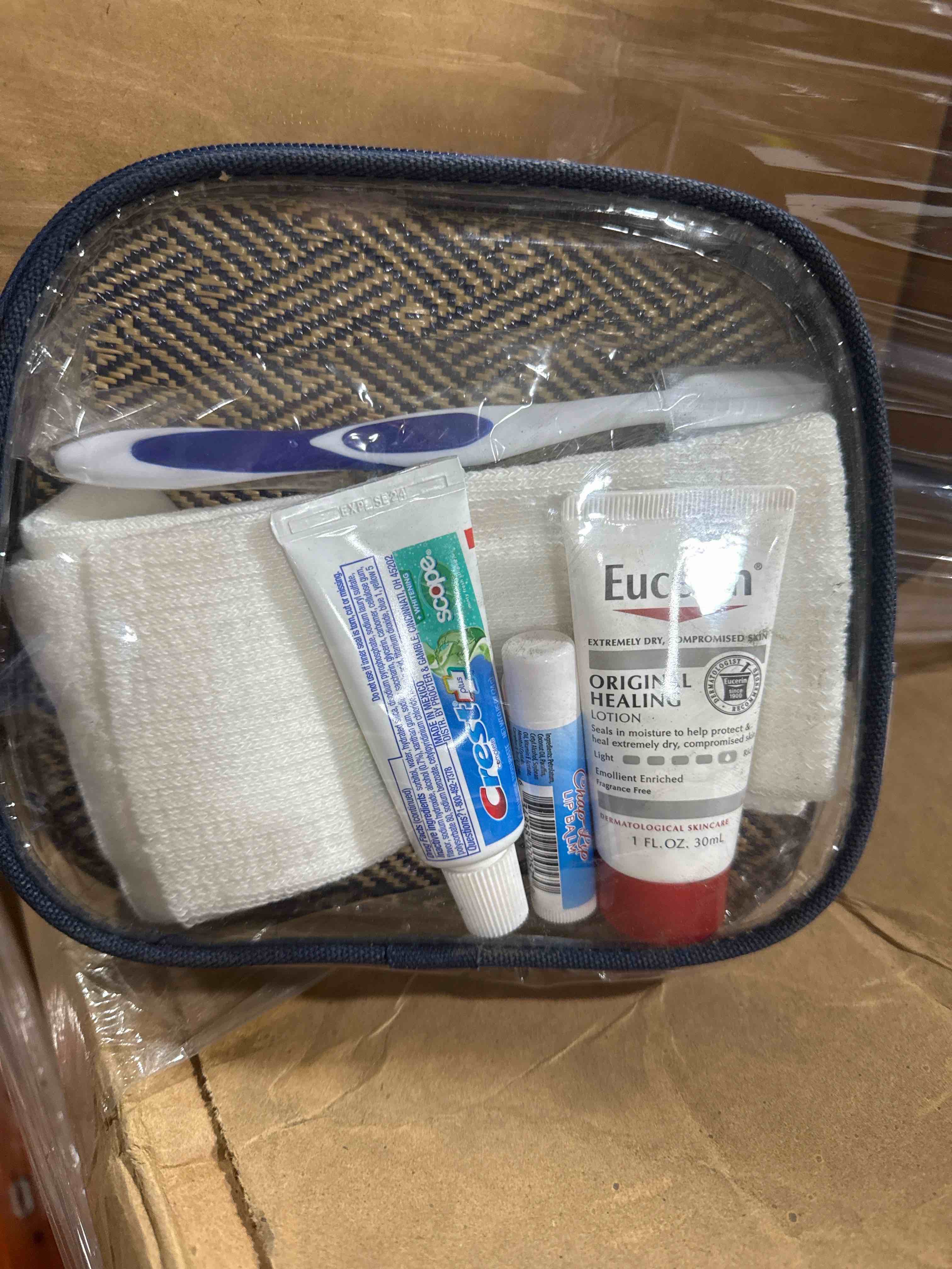 Condition photo showing Good Condition for case of 96 travel toiletry kit exp 9/2024