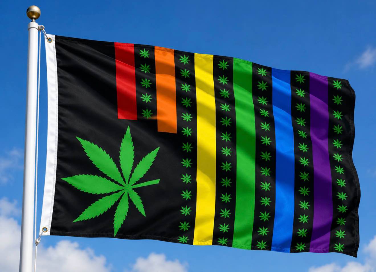 Flag rainbow with leaves 