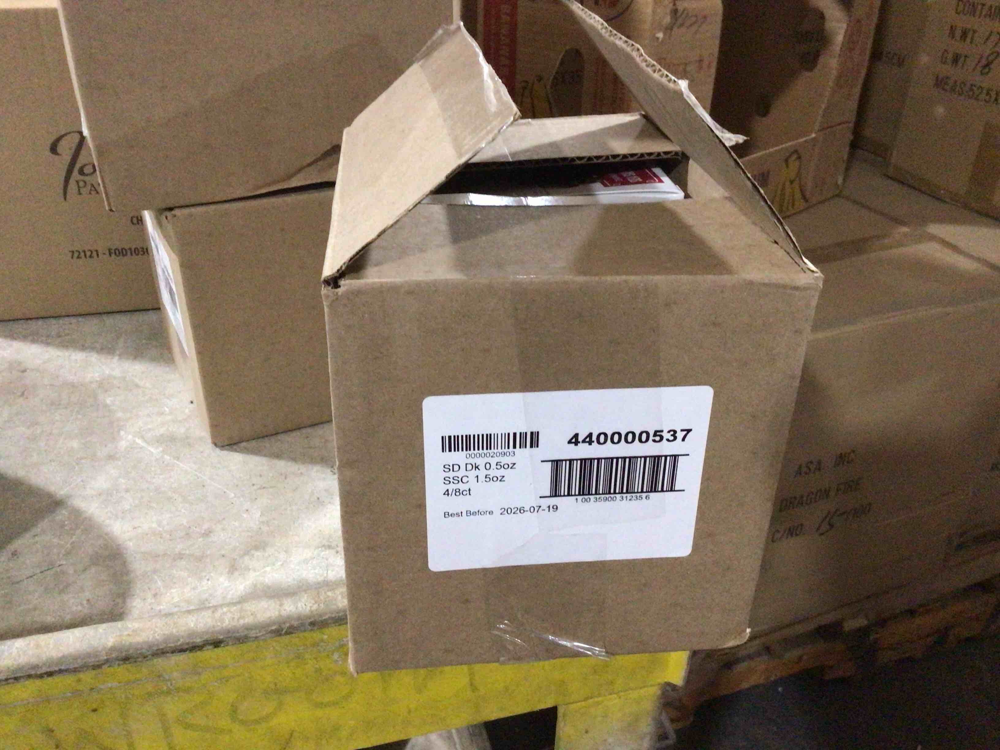 Condition photo showing Good Condition for case of 4 sanders dark chocolate sea salt caramels 8ct july 2026