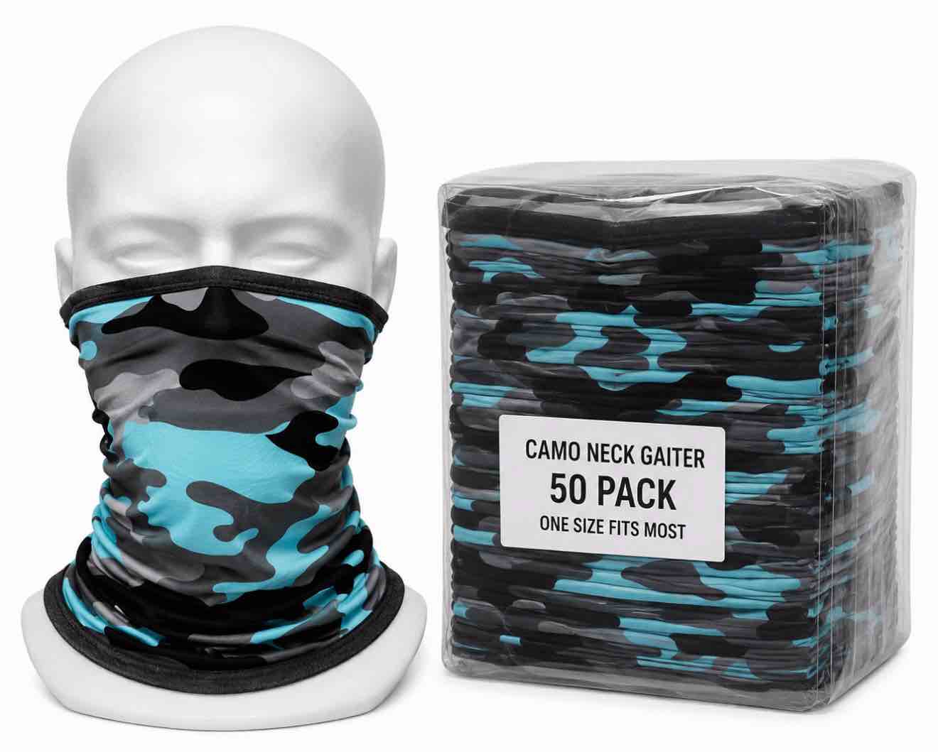 Condition photo showing Brand New for case of 50 kids face shield aqua military camo