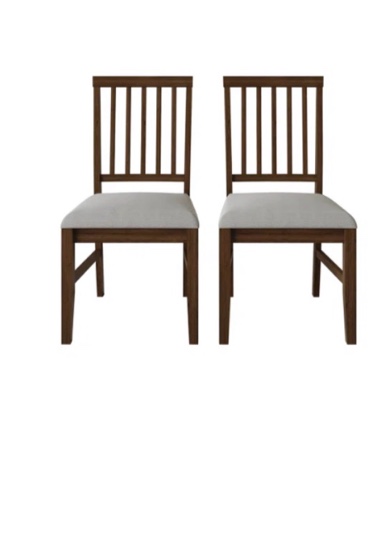 ChaletPosh Brown Wooden Dining Chair with Warm Grey Cover