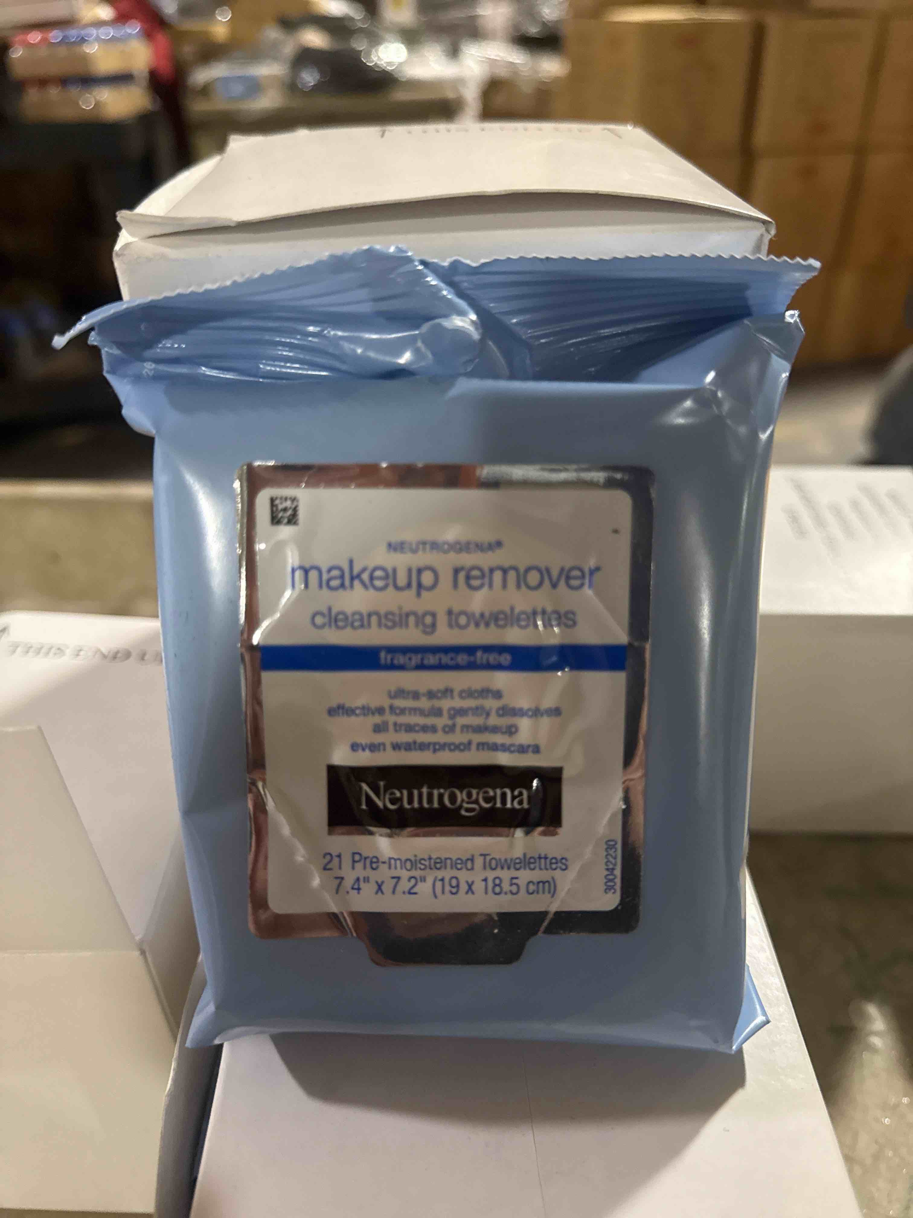 neutrogena makeup remover cleansing towelettes, fragrance free - 21 ct