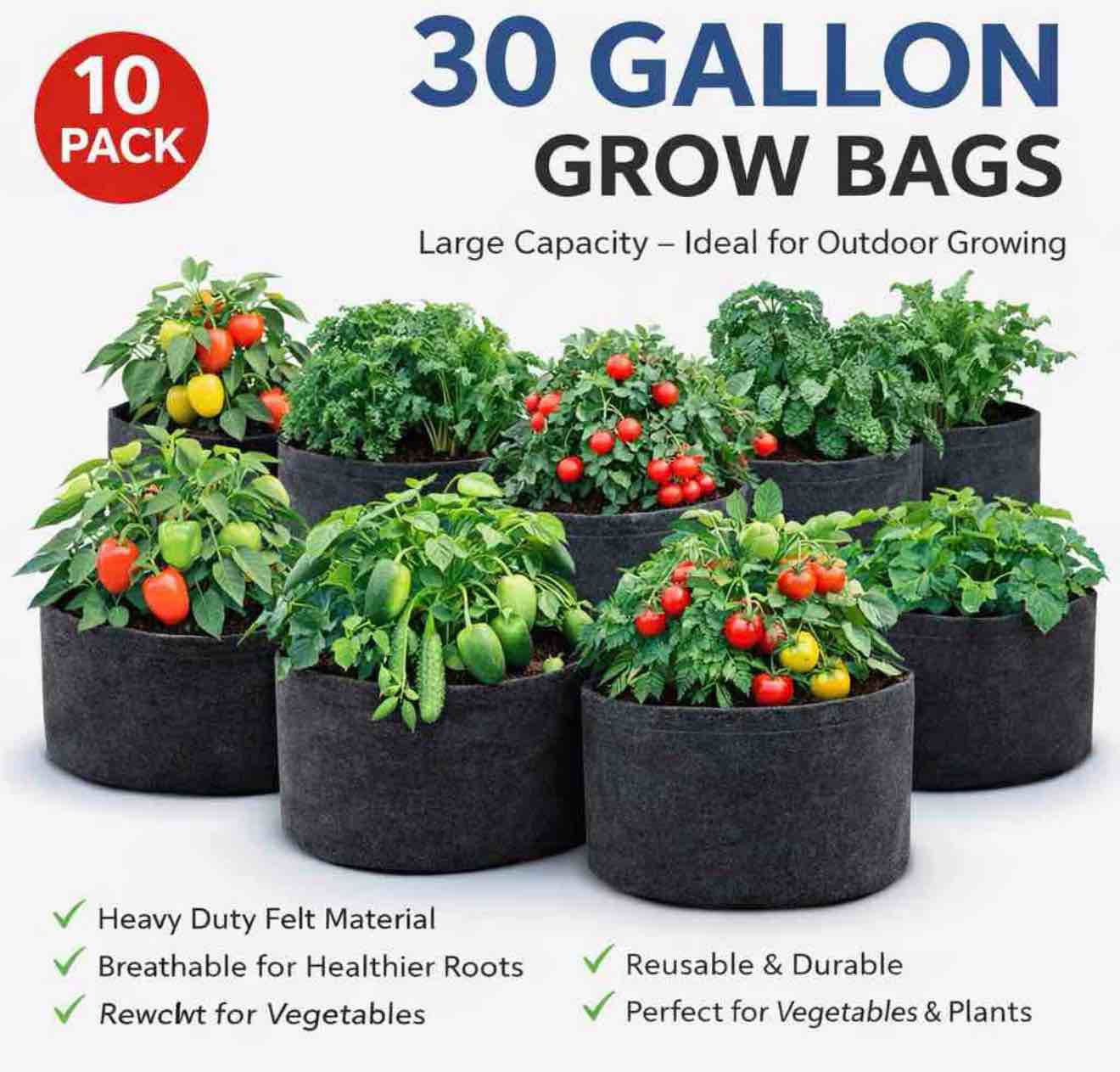 10 pack of g-lite 30 gallon xl grow bags