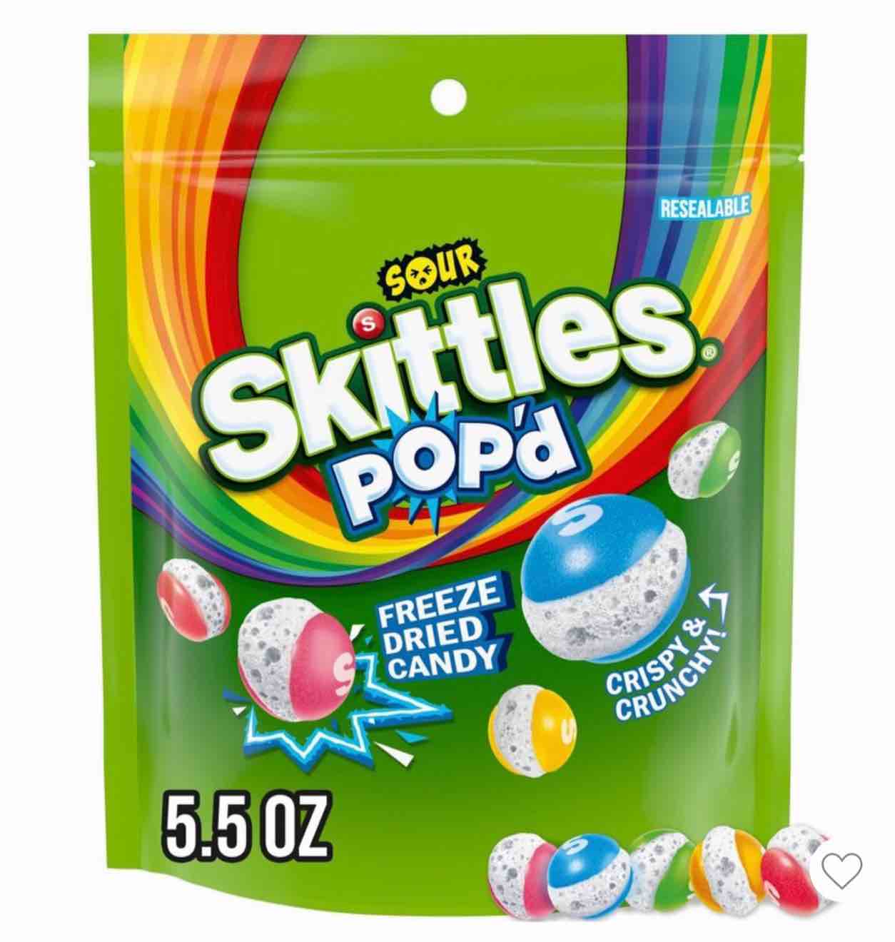 SKITTLES POP'd Sour Freeze Dried Candy Resealable Candy Bag - 5.5oz Bb 5/2026