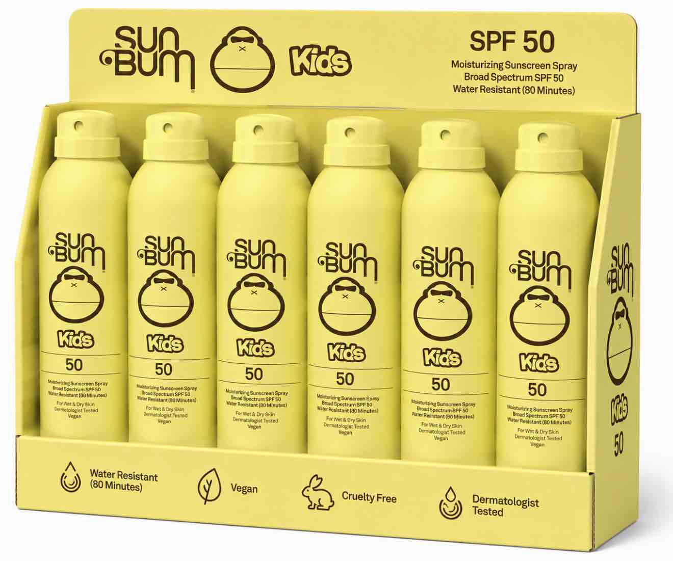 Case of 6 Sun Bum Kids' Clear Sunscreen Spray - SPF 50 - 6oz: Hypoallergenic, Paraben-Free, Vegan Exp 1/2025 