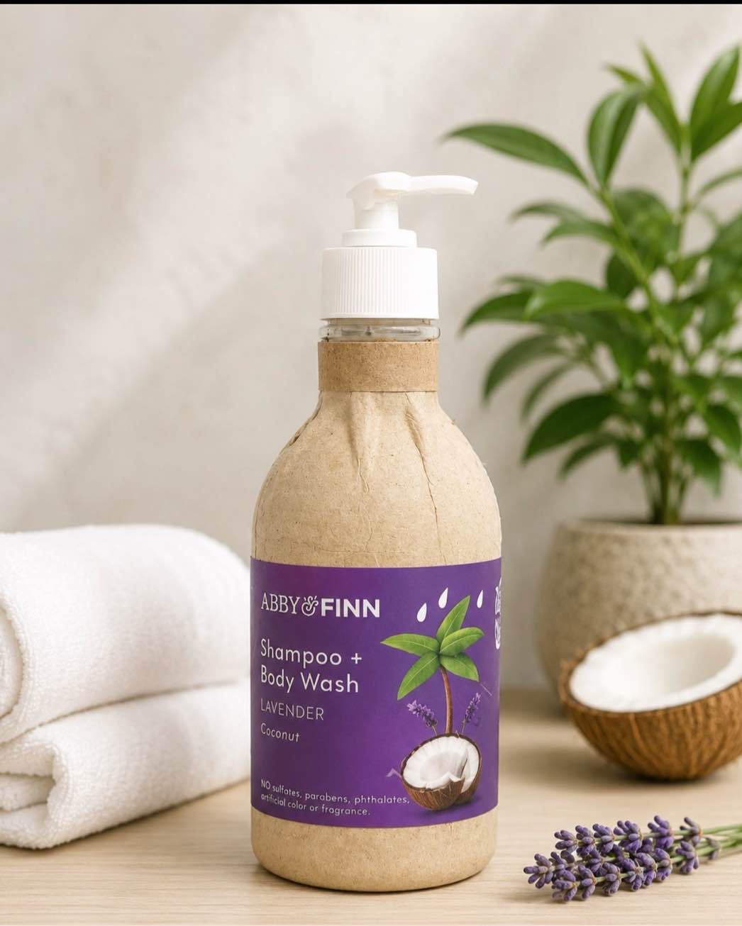 Natural  Shampoo + Body Wash by ABBY&FINN, Fragrance Free, NO SULFATES, Gentle 2-in-1, Unscented, For Sensitive Skin & Soft Skin, Tear-Free, Plant-Based Ingredients 