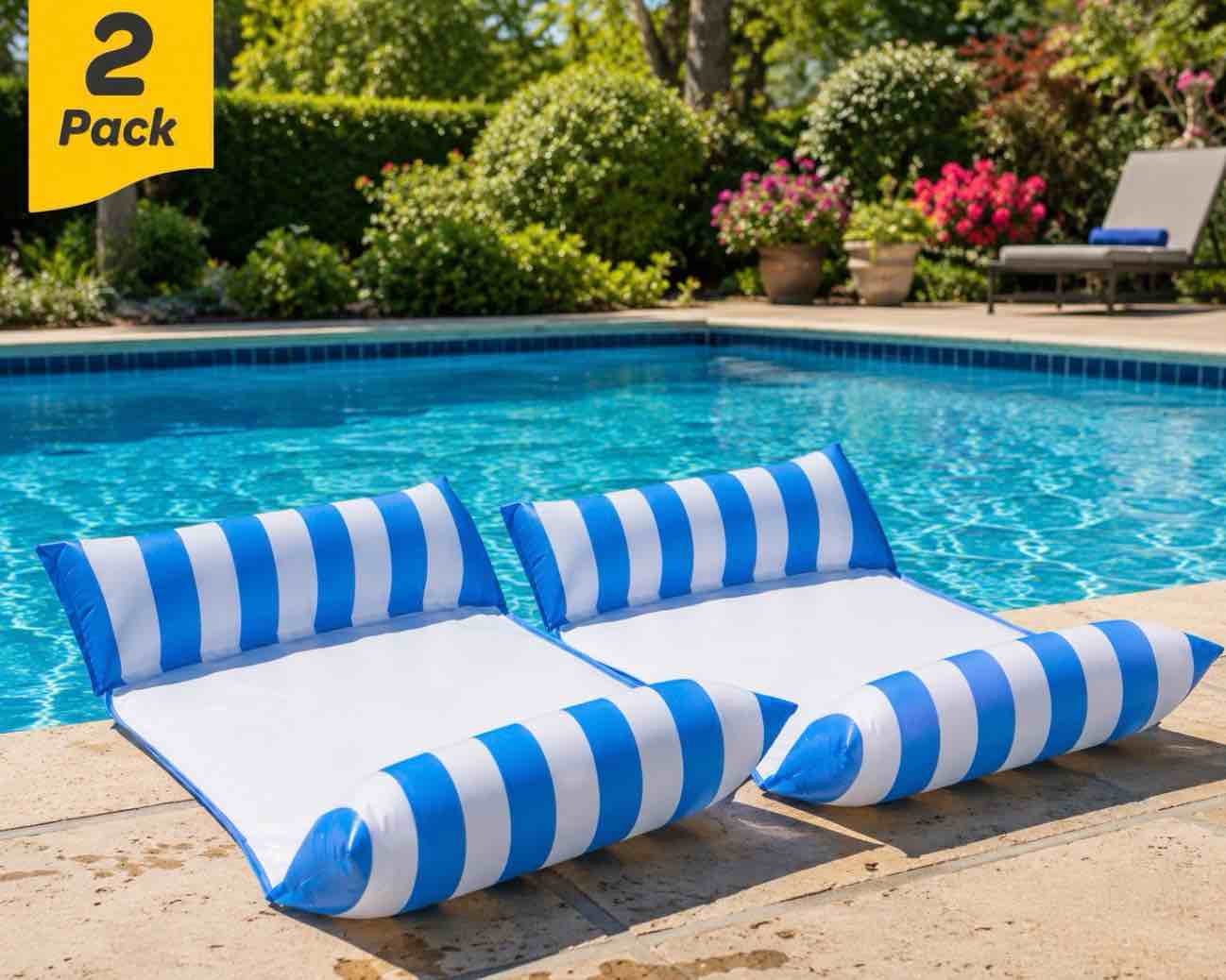 Pool Floats for Adults Multi-Purpose Hammock Pool Float: Saddle, Lounge Chair, Hammock, Drifter - Water Hammock for Adults in Swimming Pools - Blue/Red Fun Colors Pool Float Lounger (44" X 26")2 pack 