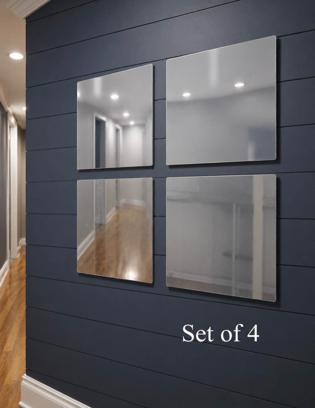 set of 4 acrylic wall mirror 12”x 12” 