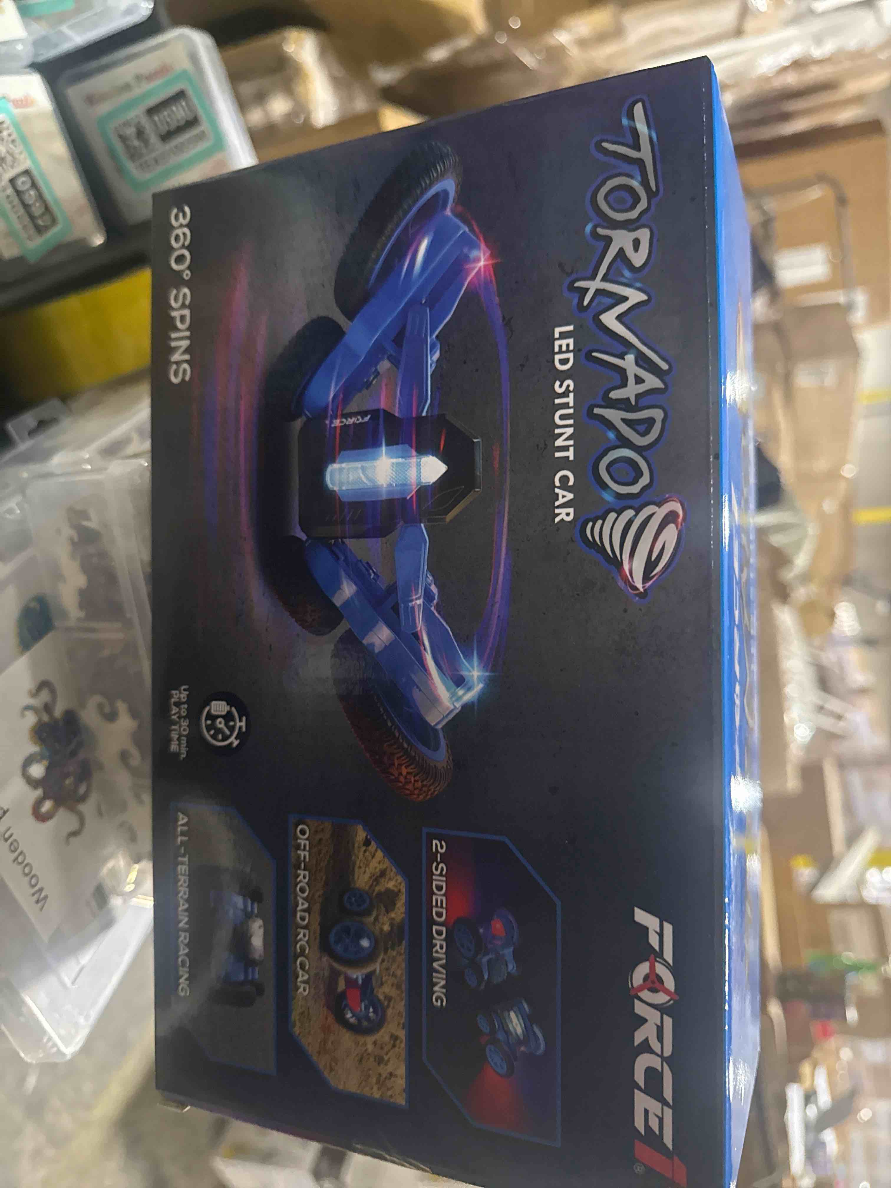 Condition photo showing Brand New for force1 tornado blue led remote control car for kids- double sided driving fast rc cars 360 flips, outdoor 4wd off road stunt rc car, all terrain tires, rc crawler rechargeable battery, 2.4ghz remote