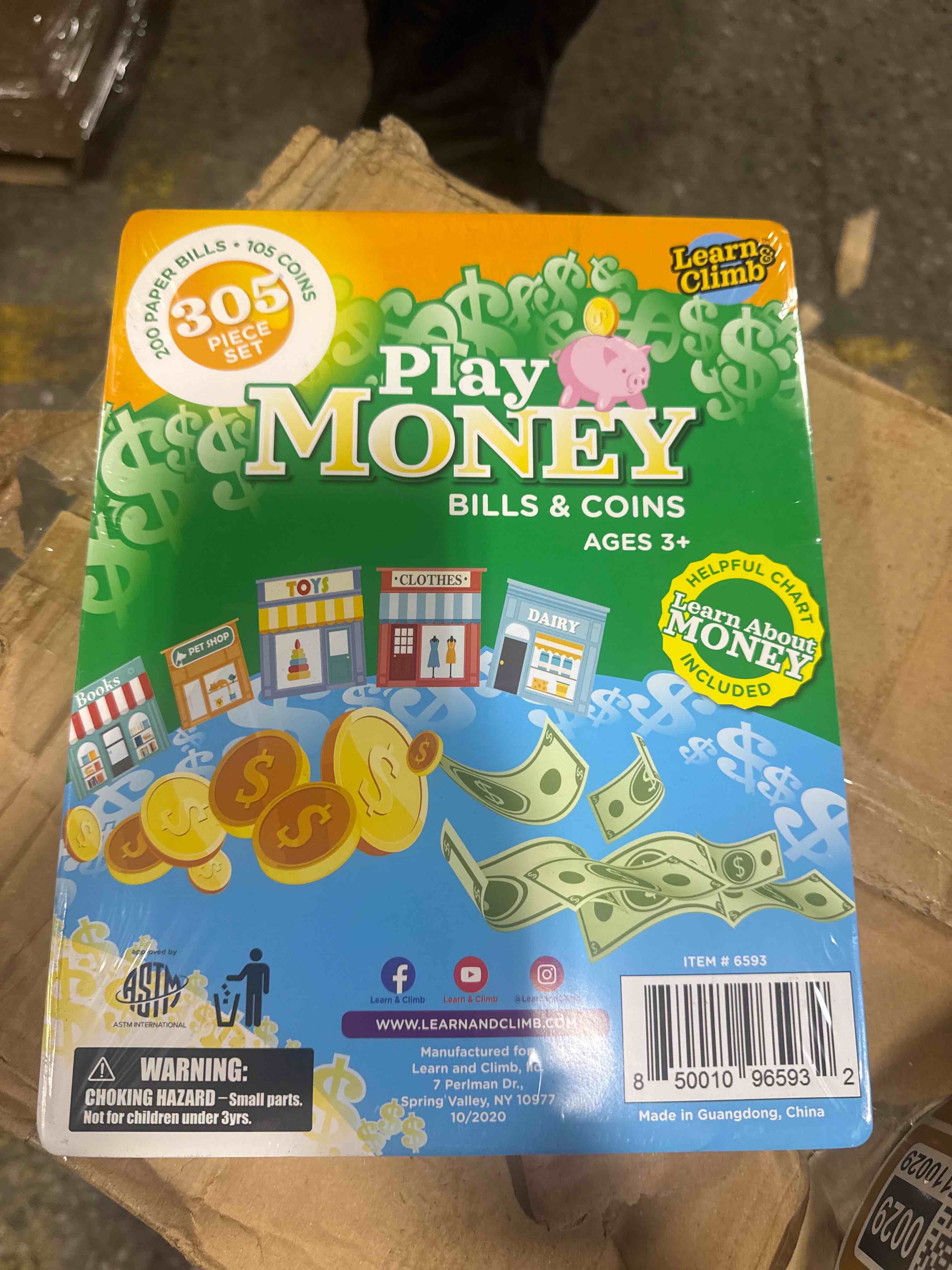 Condition photo showing New/Like New for play money set for kids - fake paper bills & coins - 310 pieces