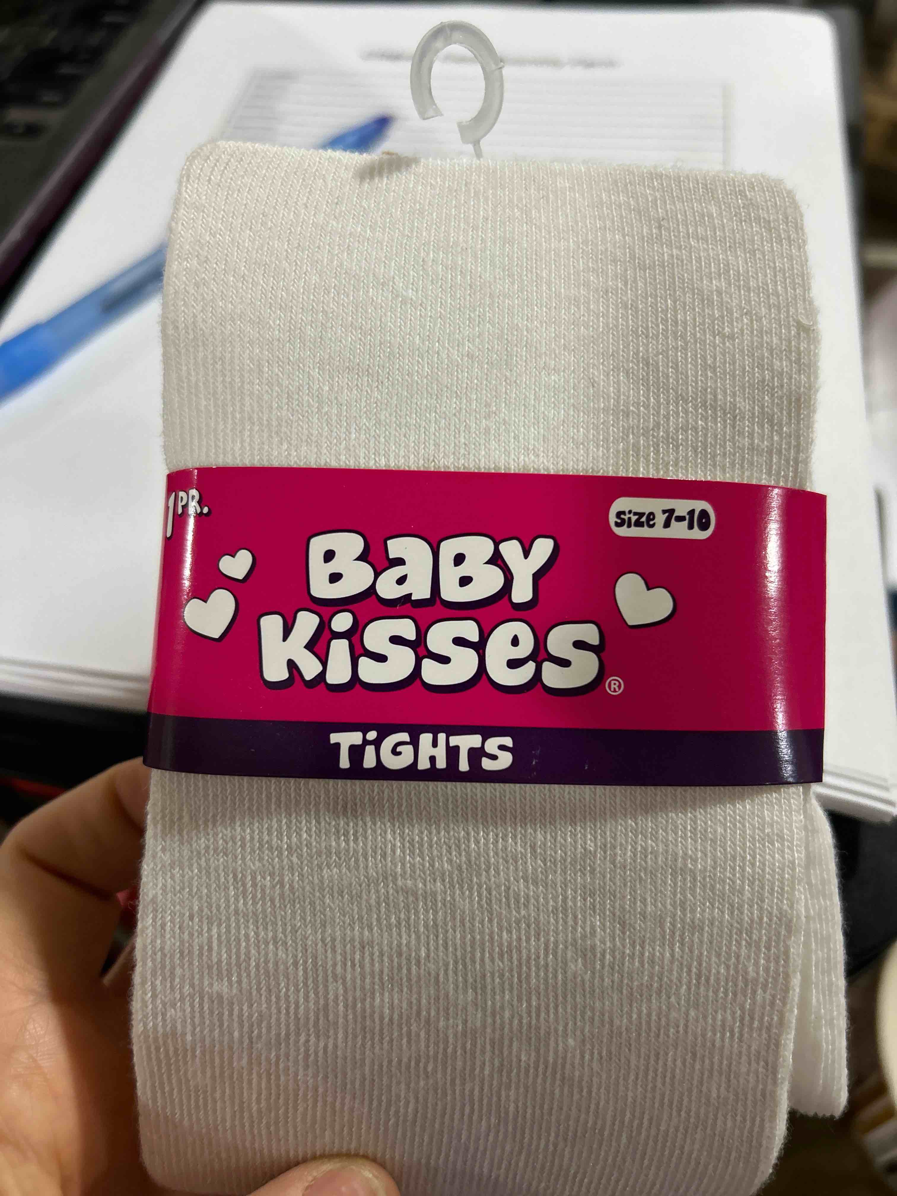 Condition photo showing New/Like New for (case of 100) size 7-10 baby kisses girls tights, white (4 pack)