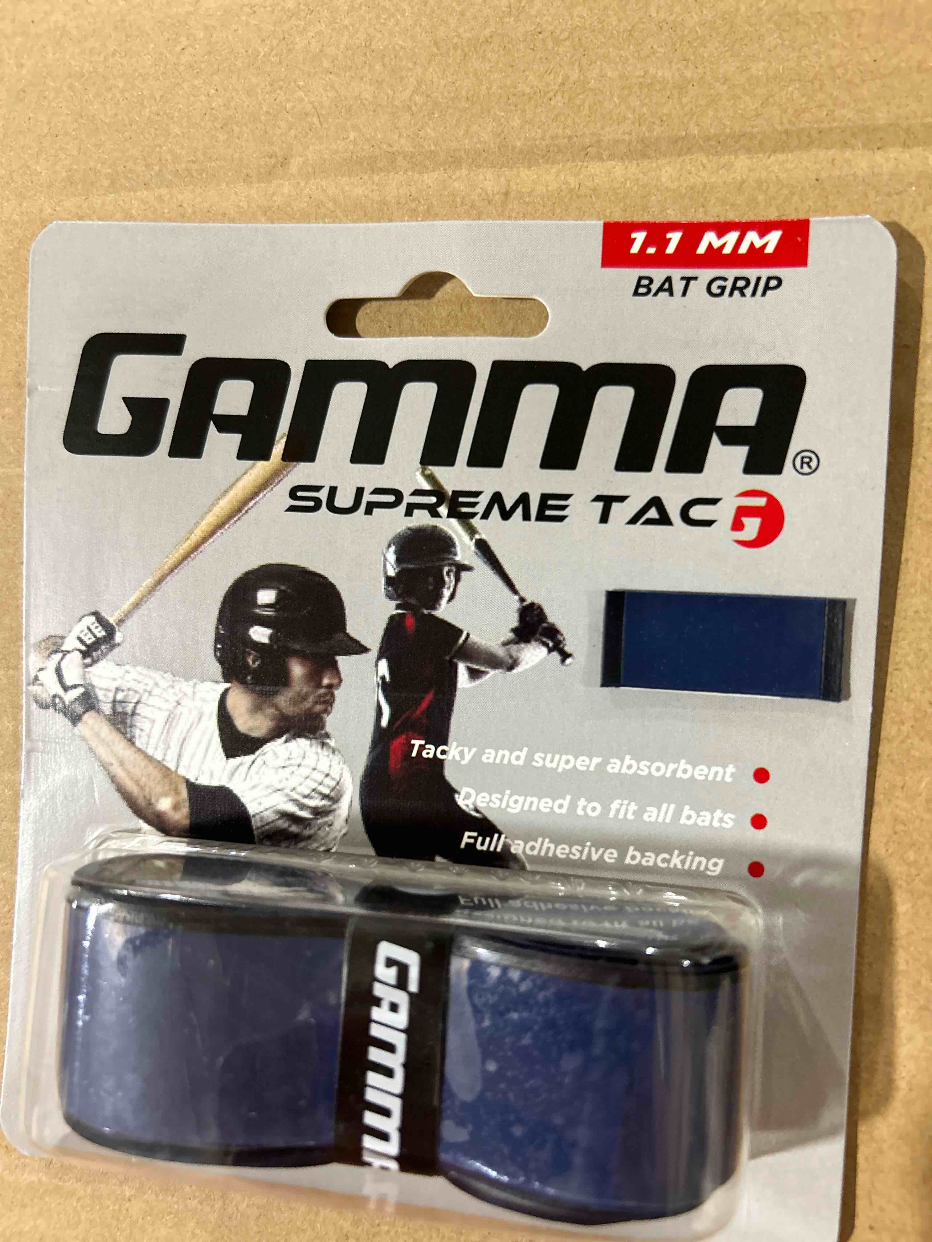Gamma Sports Supreme Tac 1.1mm Baseball Grip Wrap – Tacky, Absorbent, Non-Slip, Easy to Apply – Great for Any Size Handle, Aluminum or Wood Bat