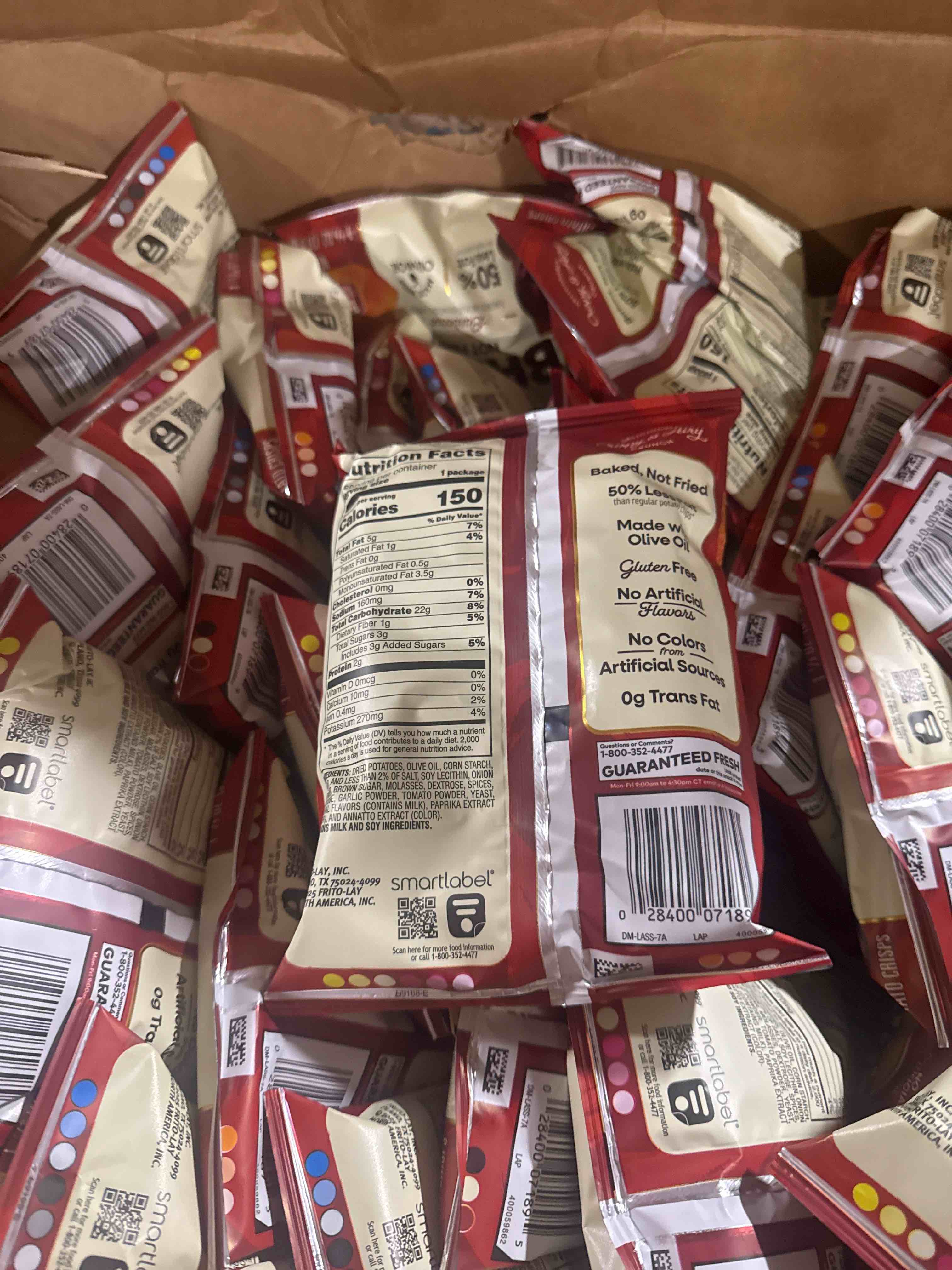 Condition photo showing New/Like New for lay's baked barbeque potato crisps 1.125 ounce plastic bag bb feb 2026