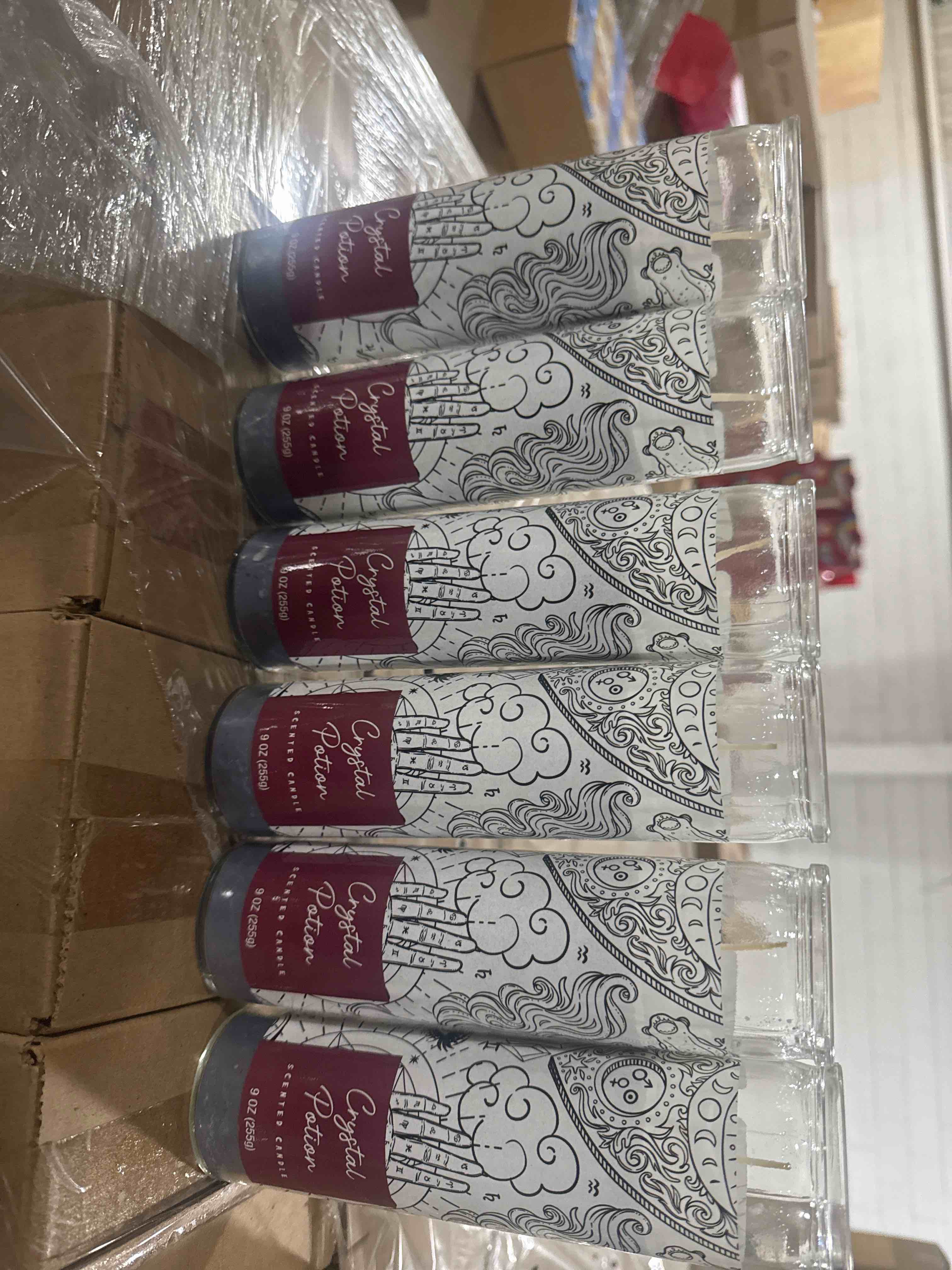 Condition photo showing Brand New for case of 6 crystal potion scented candle 9oz 