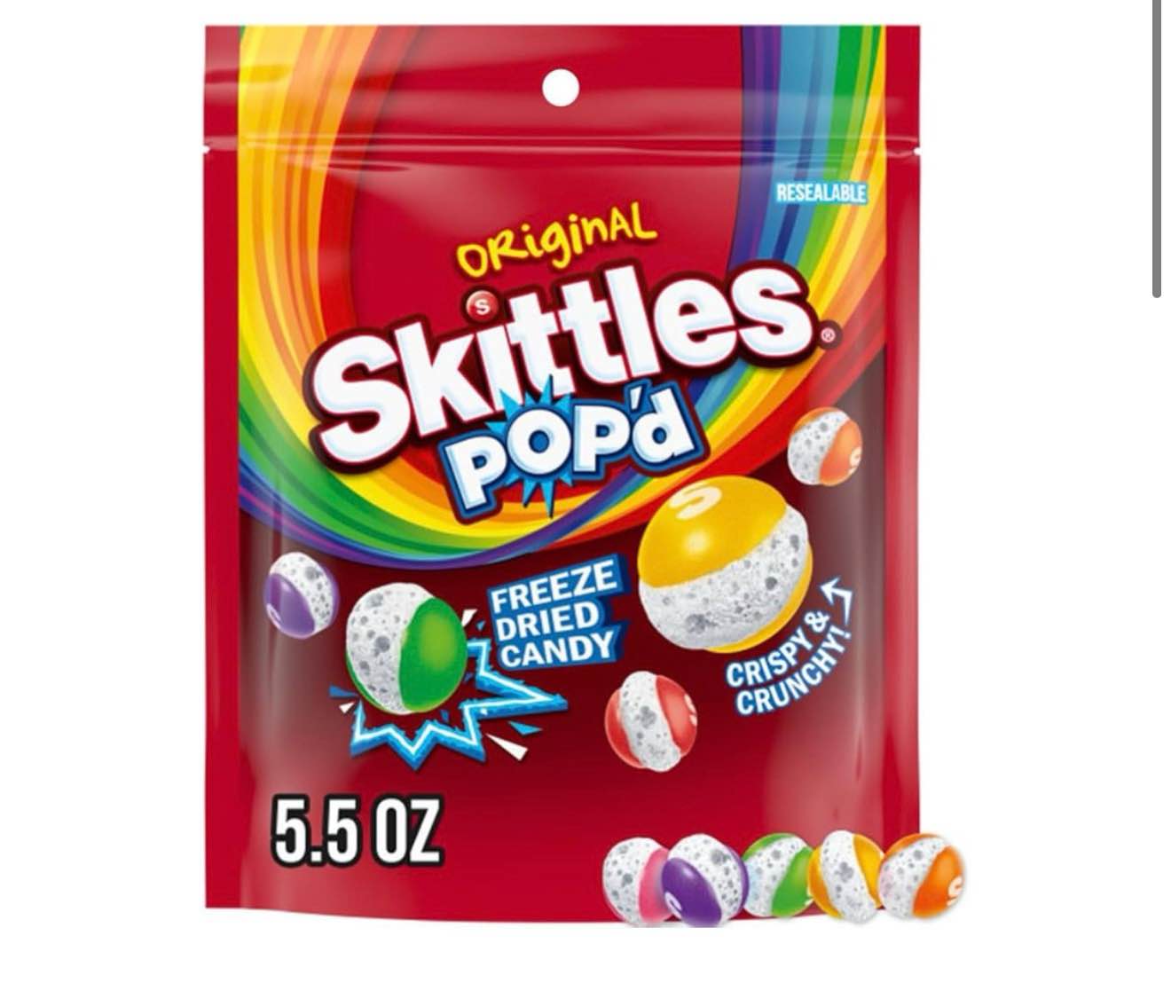SKITTLES POP'd Originals Freeze Dried Candy Resealable Candy Bag - 5.5oz Bb 11/2026 