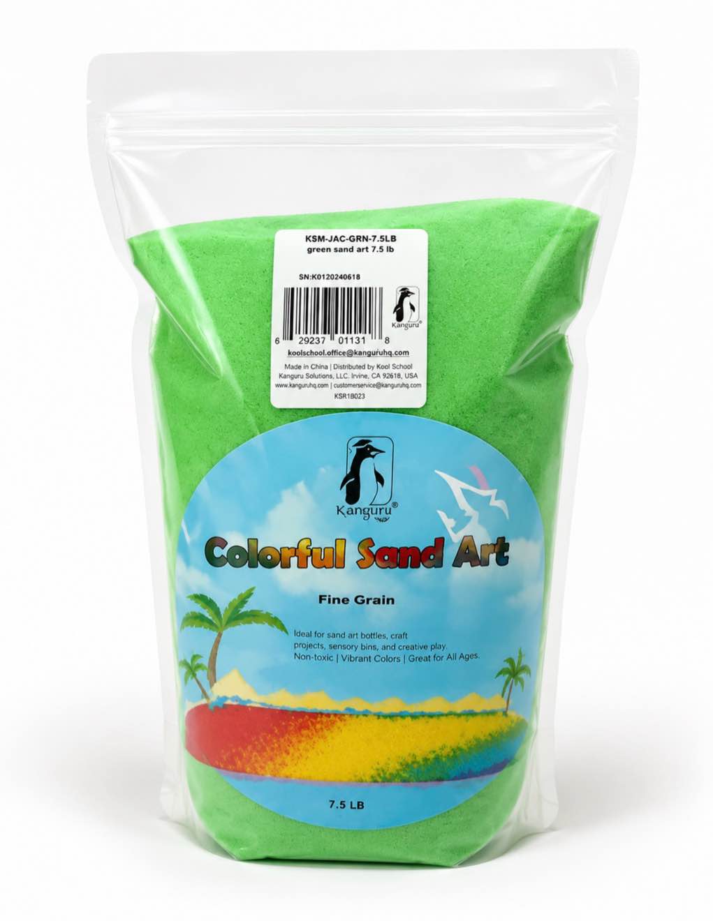 Green Sand Art Sand, 7.5 Pounds of Colored Sand, Non-Toxic Arts and Crafts Sand for Children’s Projects, Wedding Unity Décor, Baby Showers, DIY Drawing and Sand Art Bottles