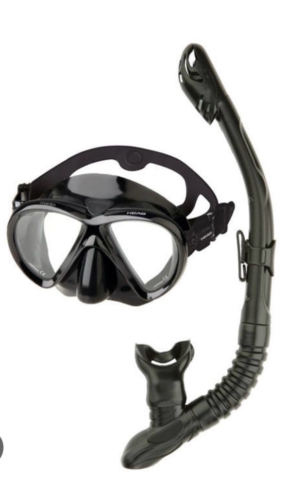 head 2-pc. marlin purge dry mask & snorkel set, black