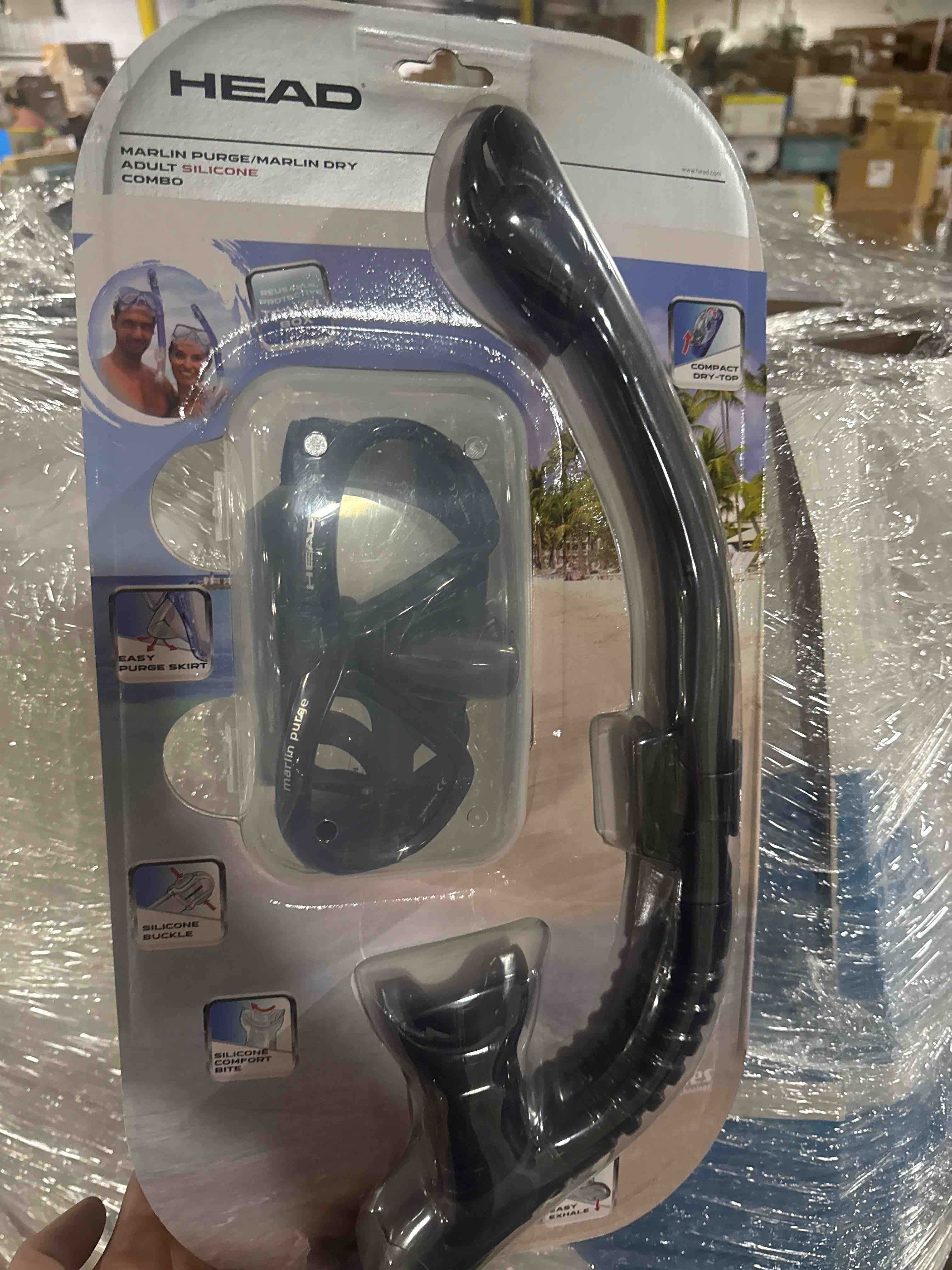 Condition photo showing New/Like New for head 2-pc. marlin purge dry mask & snorkel set, black