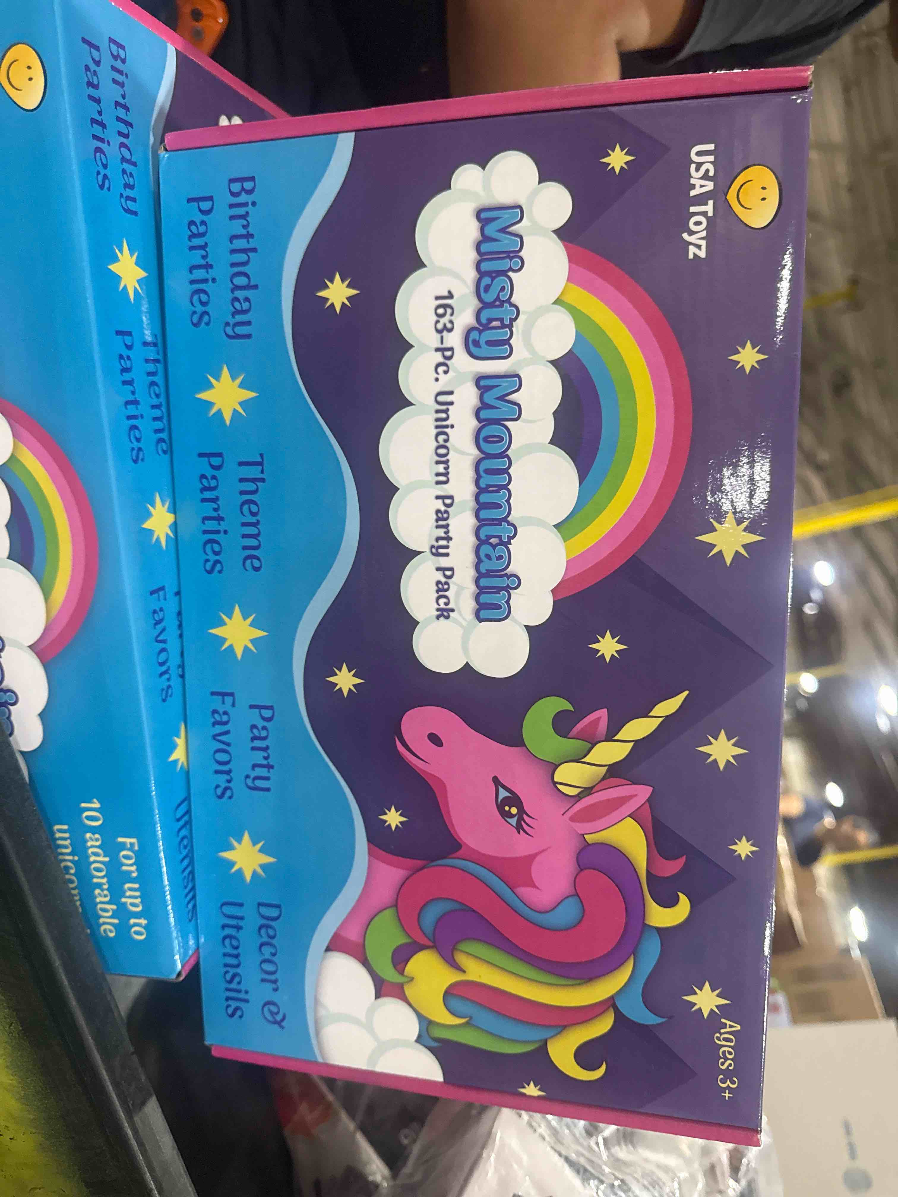 Condition photo showing New/Like New for usa toyz rainbow unicorn party supplies - 163pk unicorn party favors and unicorn birthday decorations with unicorn headbands, invitations, plates, cups, and napkin sets