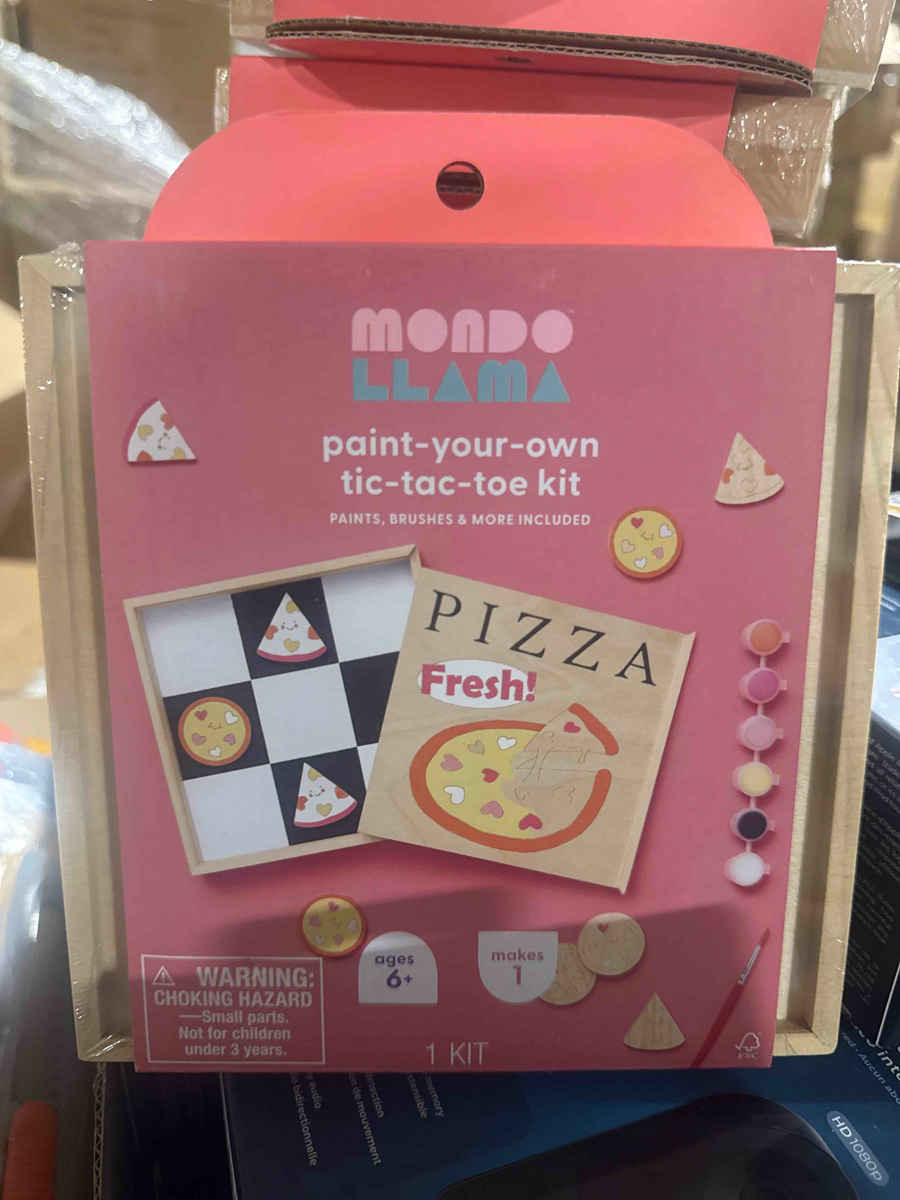 Condition photo showing New/Like New for valentine's craft paint - your - own mini pizza tic - tac - toe kit - mondo llama™