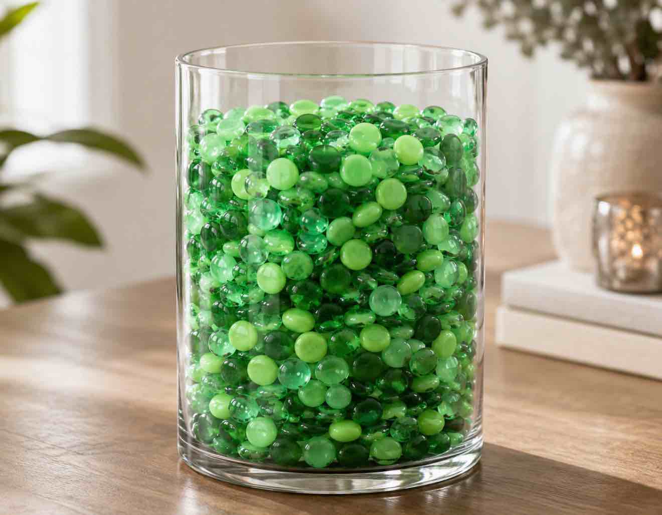 Koltose by Mash - Flat Glass Marbles  Green Mix Accent Gems  Decorative Vase Filler Stones  17 lbs