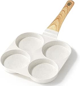 4 cup egg pan with wooden handle, non stick aluminum alloy frying pan