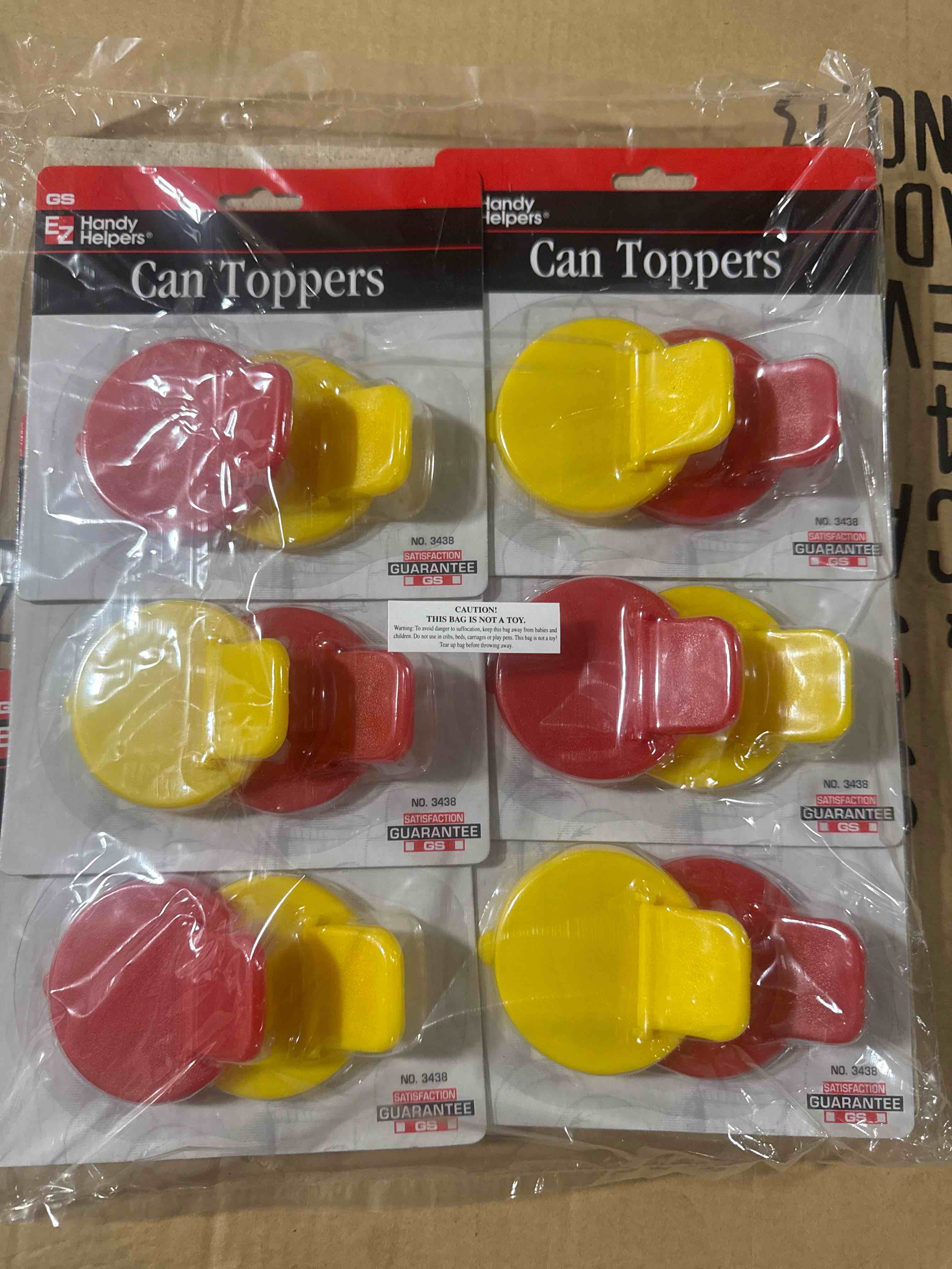 Condition photo showing New/Like New for case of 6 can toppers-2pk 