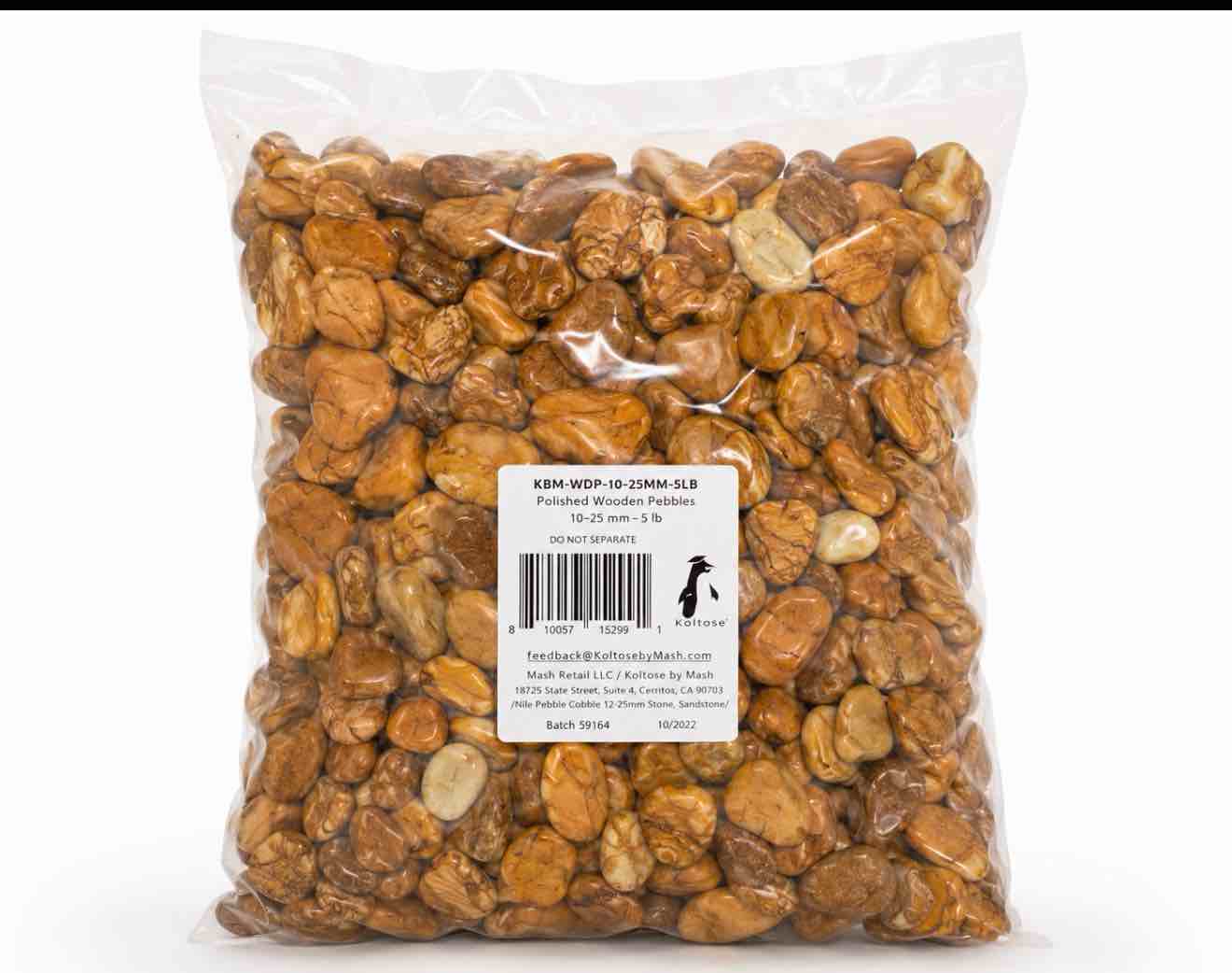 koltose by mash - polished wooden pebbles  .5”-1” inch natural decorative stones  30 lbs