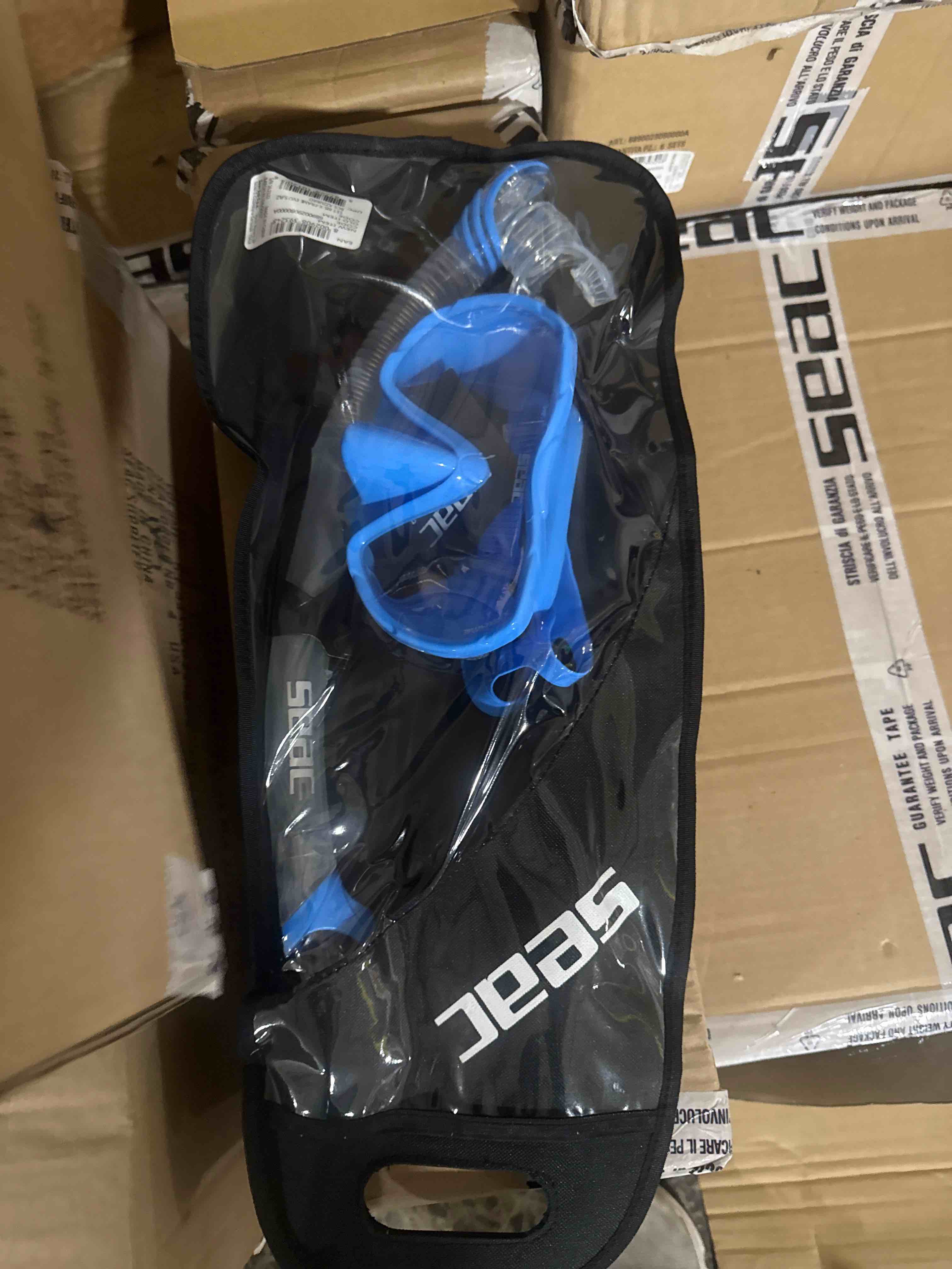 Condition photo showing New/Like New for frameless scuba snorkeling freediving mask dry snorkel set blue free shipping