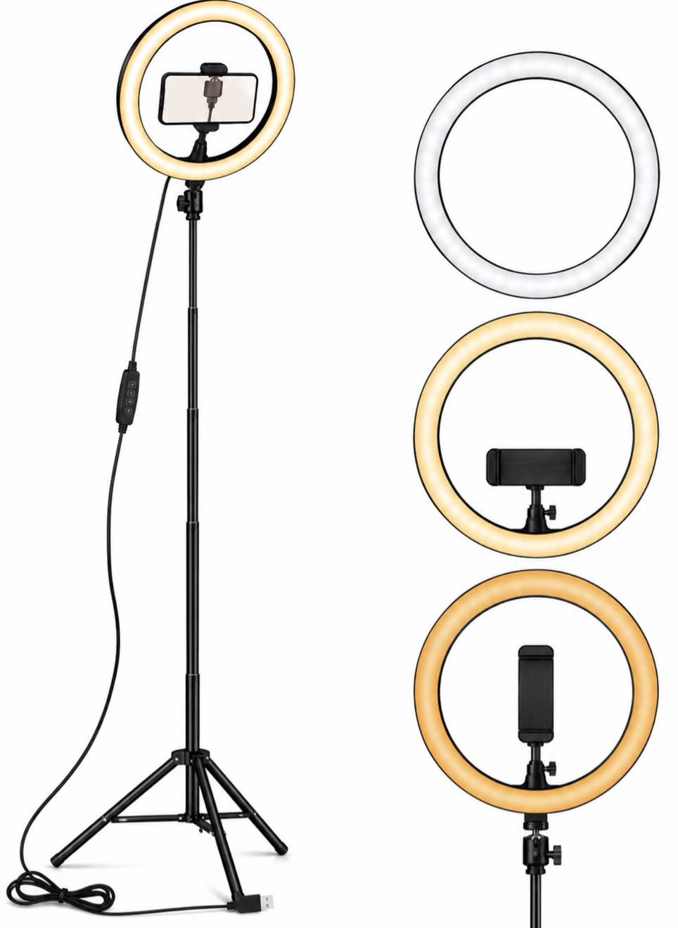 Letscom F-533 Ring Fill Light 10 in Adjustable Brightness for iPhone & Android