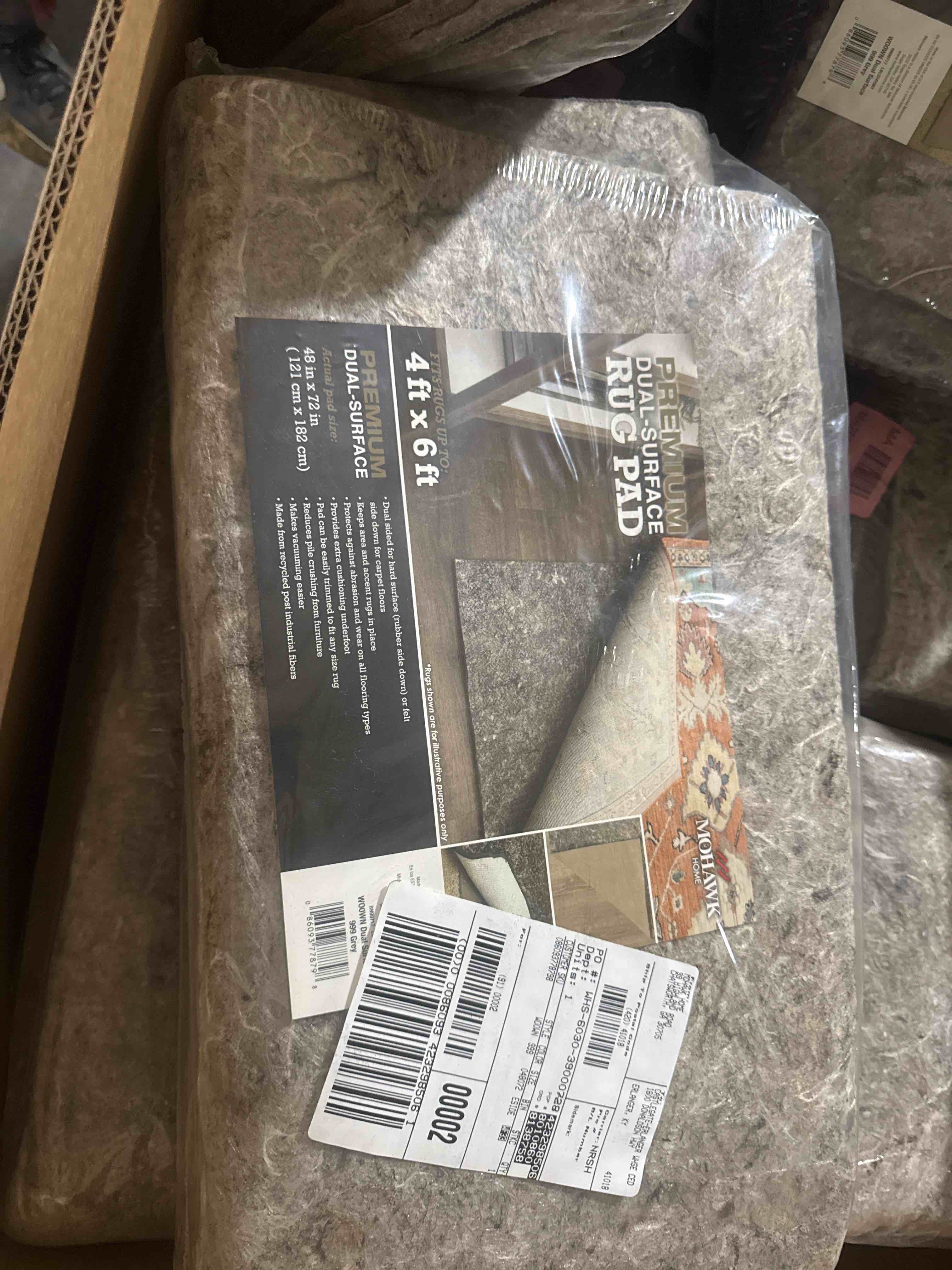 Condition photo showing New/Like New for premium dual surface rug pad, 4’ x 6’