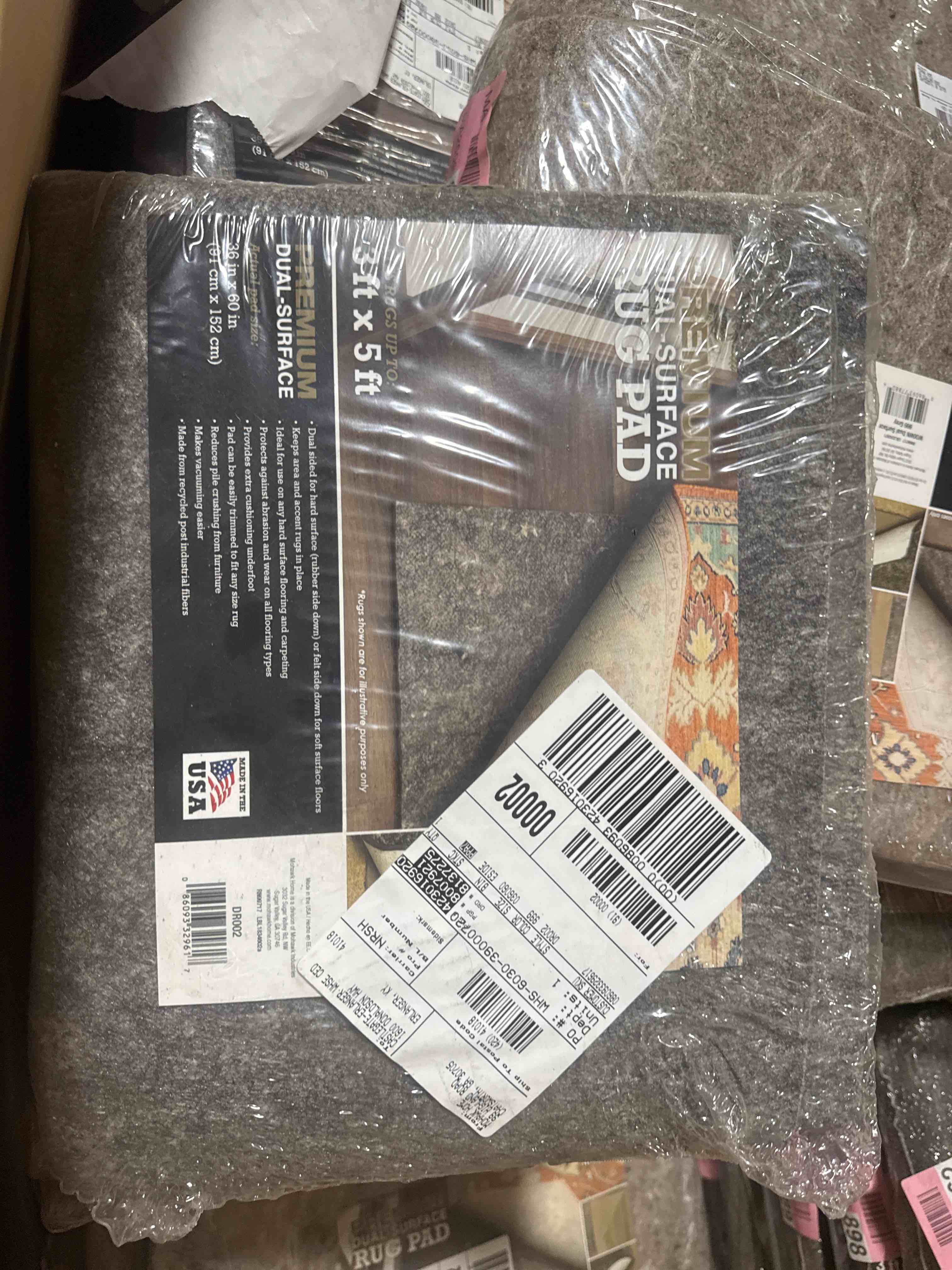 Condition photo showing New/Like New for mohawk home 3' x 5' non slip rug pad gripper 1/4 thick dual surface felt + rubber gripper - safe for all floors