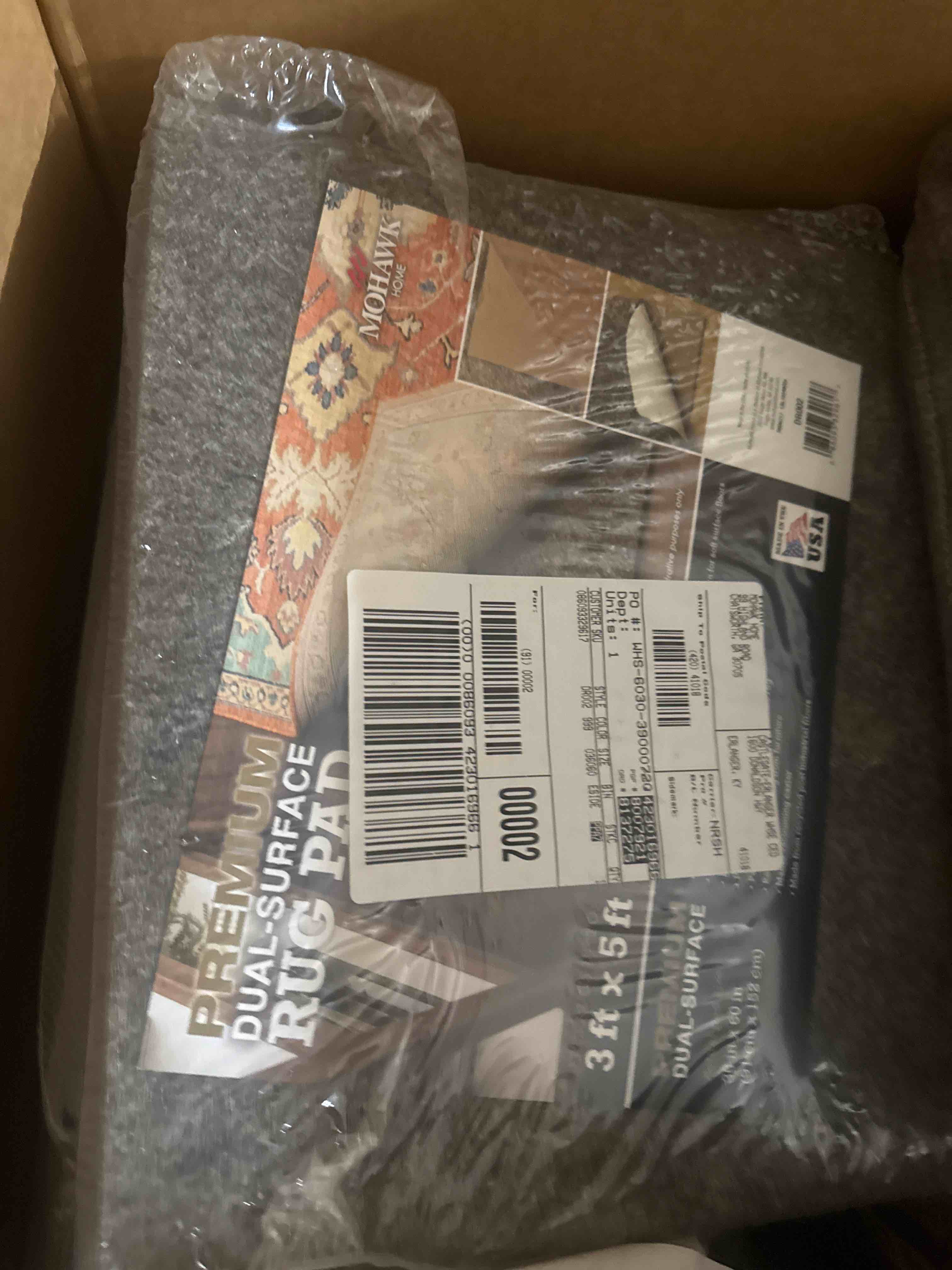 Condition photo showing New/Like New for mohawk home 3' x 5' non slip rug pad gripper 1/4 thick dual surface felt + rubber gripper - safe for all floors