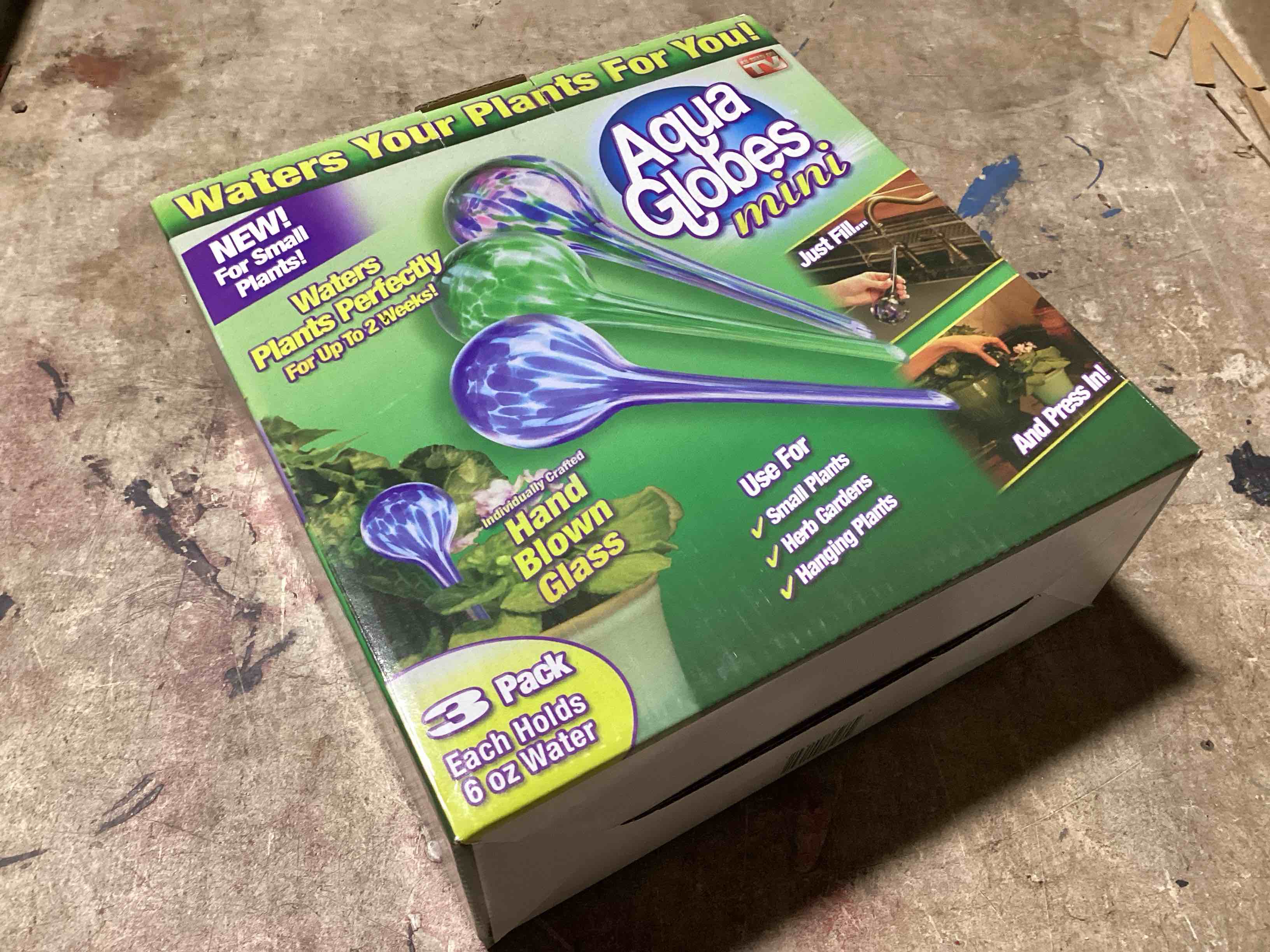 Condition photo showing New/Like New for aqua globe mini - 3 pack - decorative hand-blown glass small plant watering bulbs