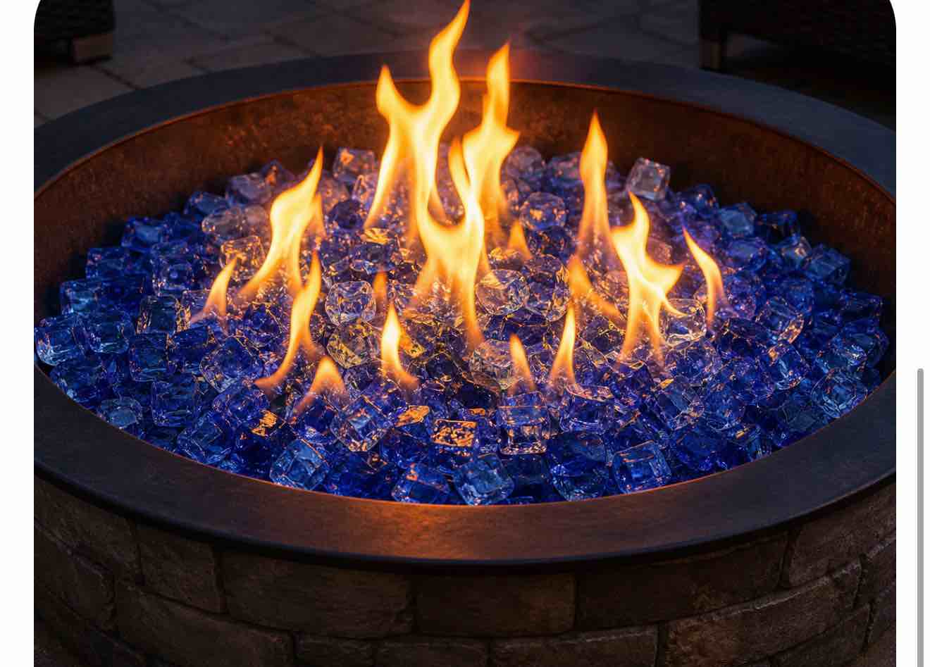 25lb bag of diamond blue reflective diamond fire pit glass 