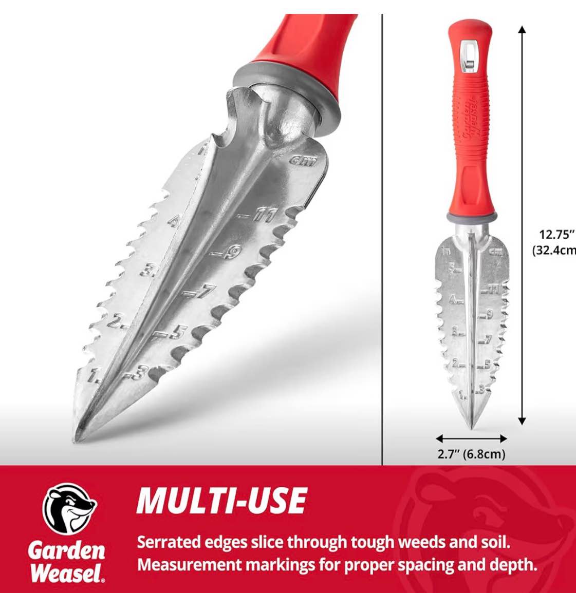 Garden Weasel Multi-Use Transplanter | Dig, Cultivate, Plant, Weed | Planting and Gardening Hand Digging Tool, Heavy Duty Trowel, Mini Gardening Shovel | 91360