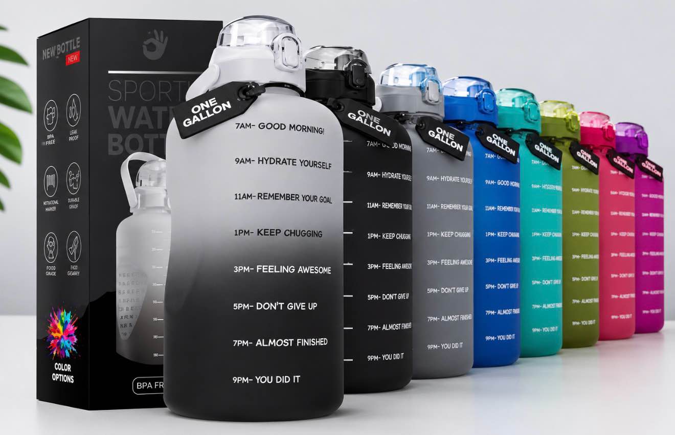 You Got It! motivational water bottle 128 oz black 